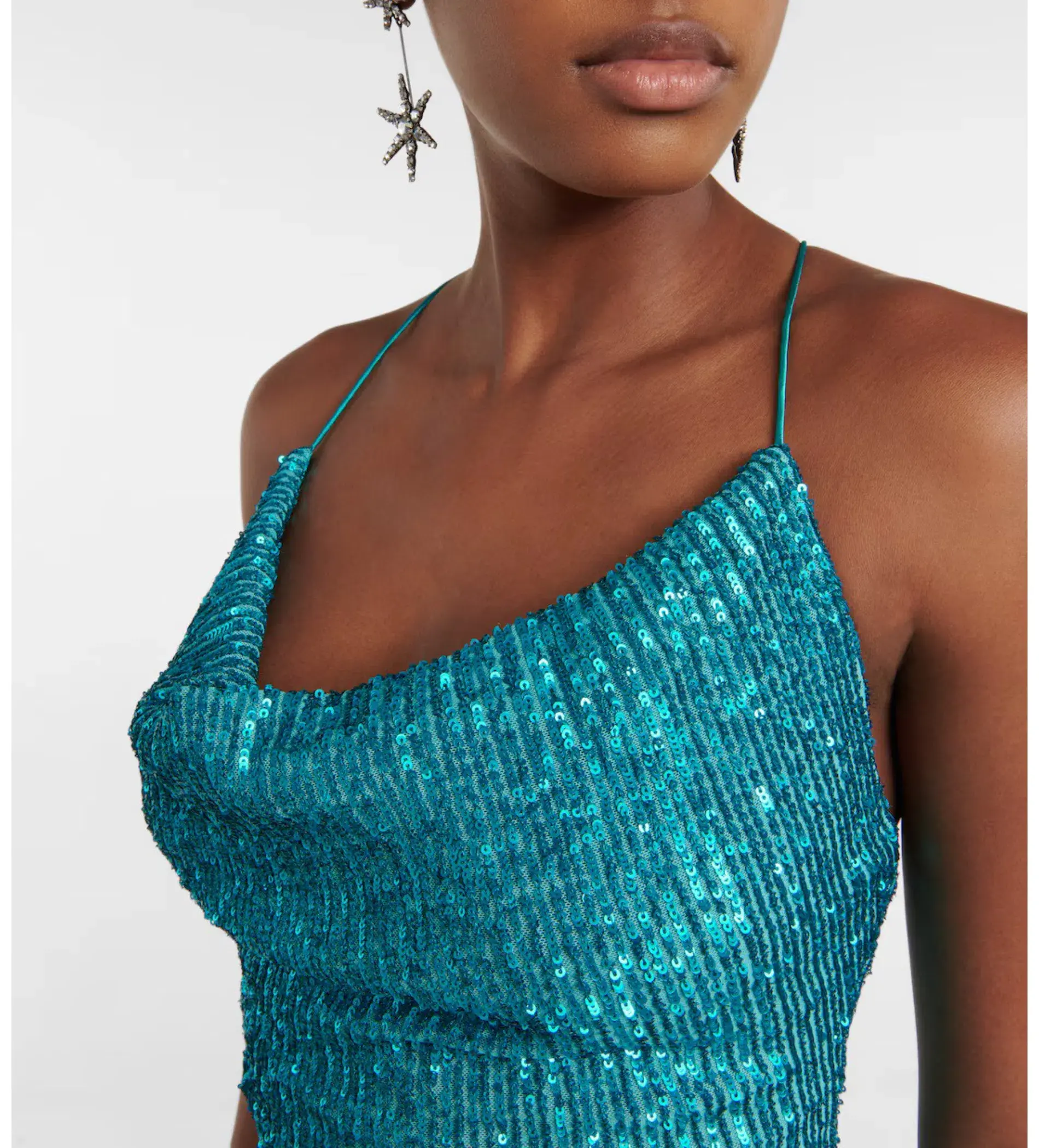 Rebecca Vallance Missing Hours Sequin Midi Dress Turquoise Size AU 6 - Image 4