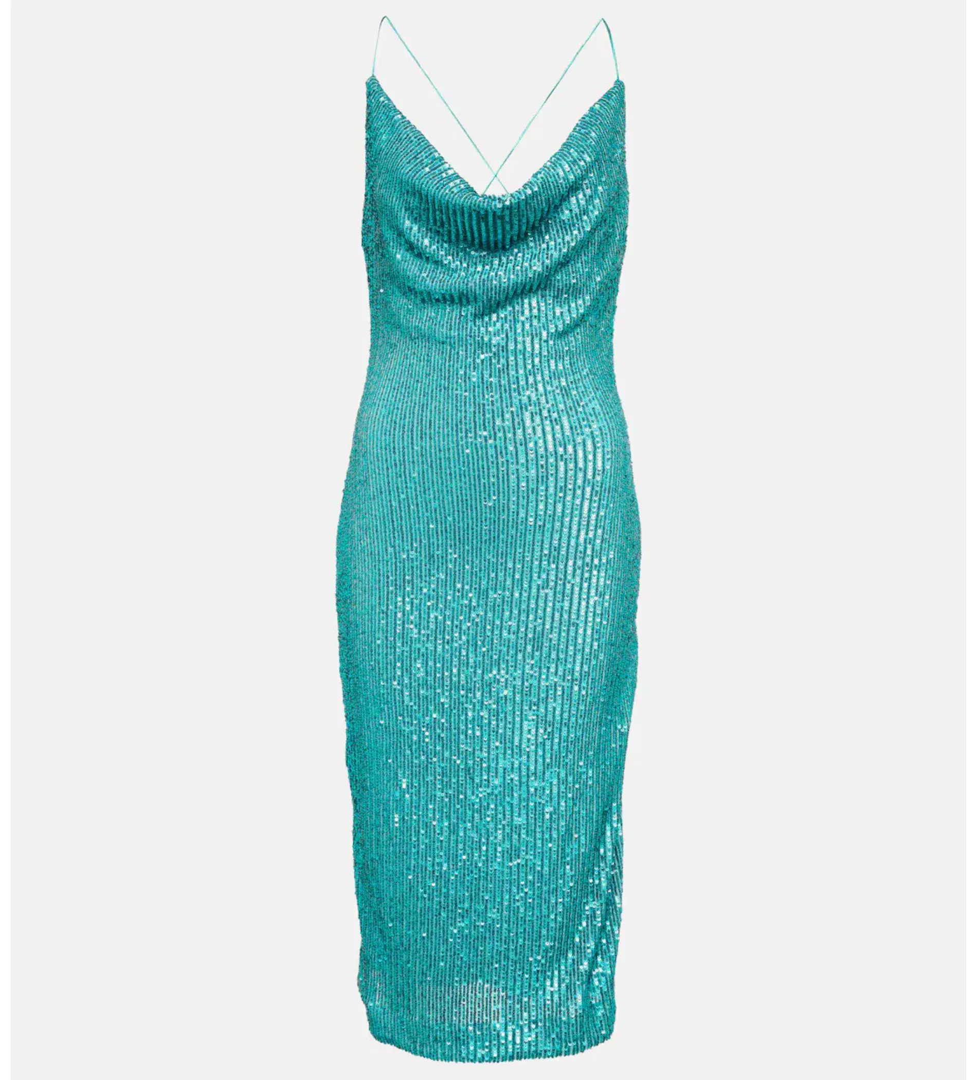 Rebecca Vallance Missing Hours Sequin Midi Dress Turquoise Size AU 6 - Image 6