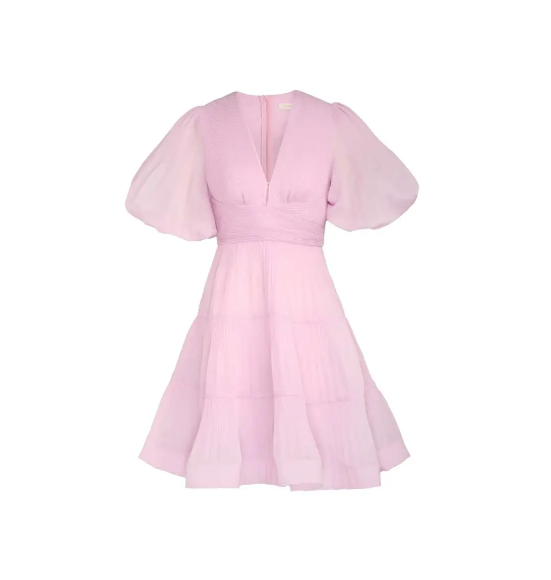 Zimmermann Pleated Mini Dress in Pink Size 2 / AU 12   for rent on The Volte - main image