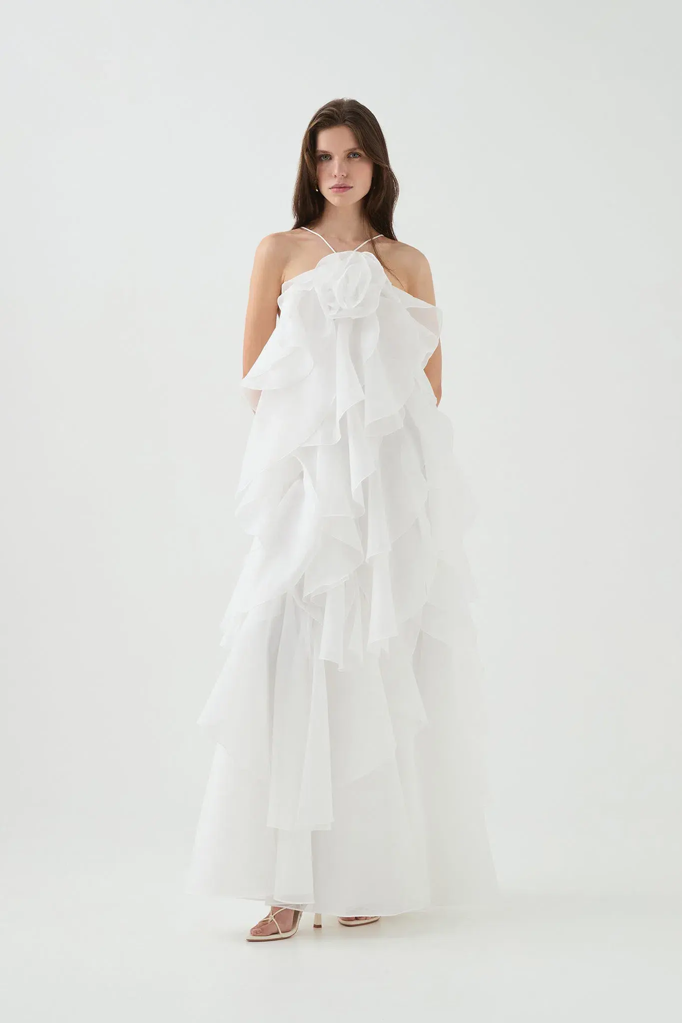 Aje Pandorea Layered Maxi Dress Ivory Size 8 - Image 1