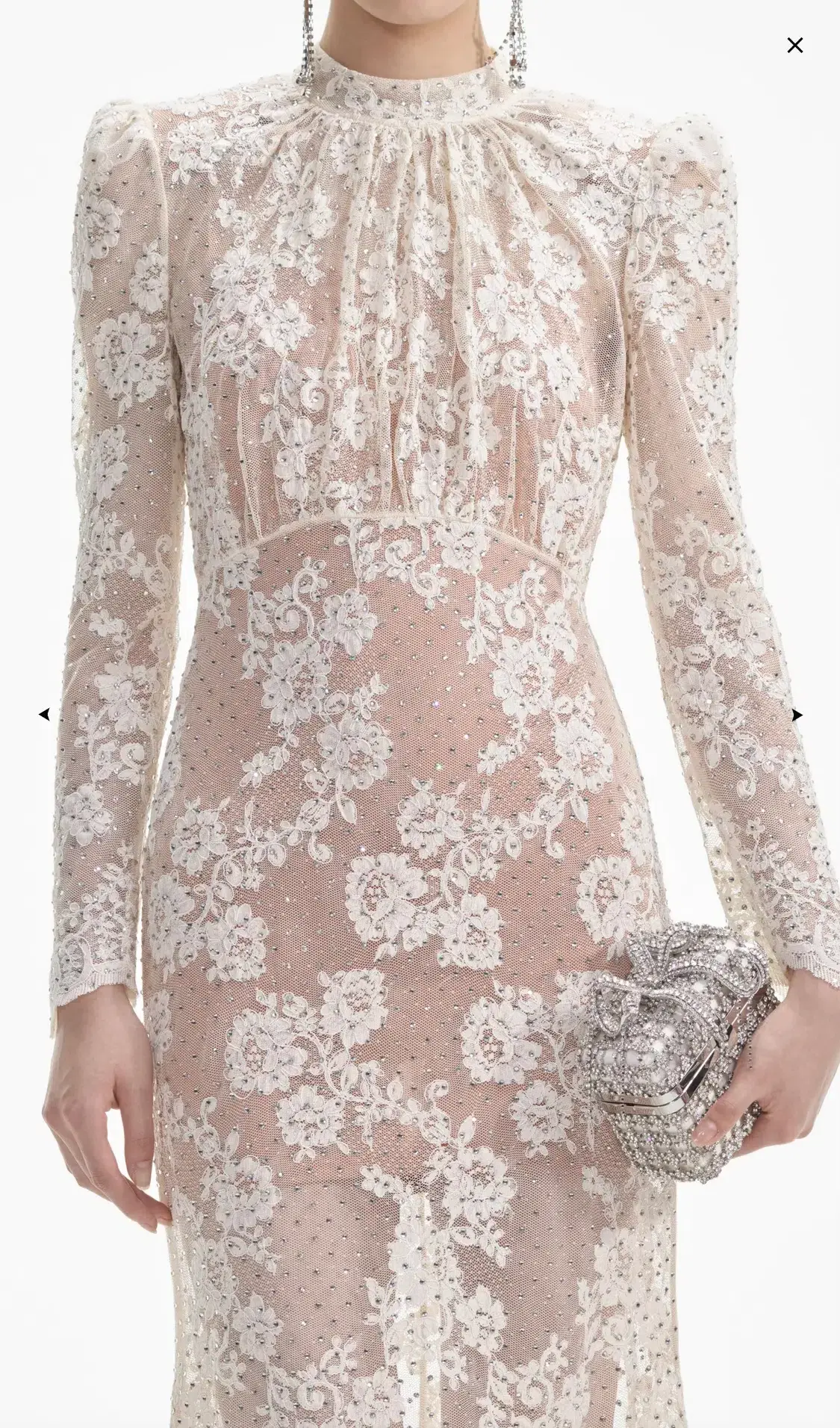 Self-Portrait White Rhinestone Lace Maxi Dress Size AU 10 - Image 2
