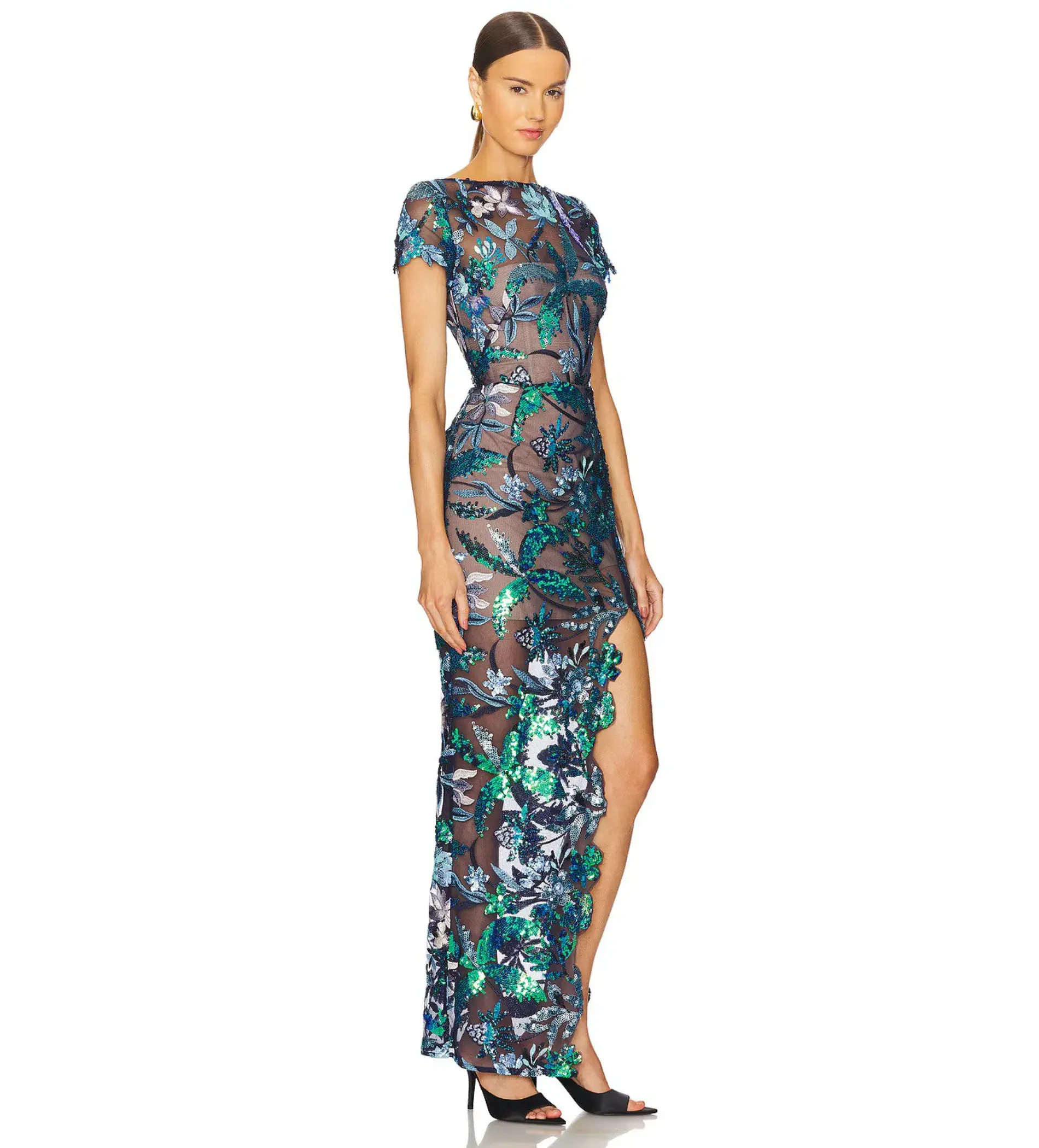 Bronx and Banco Zinna Embroidered Gown Navy Multi Size M/AU 10 - Image 2