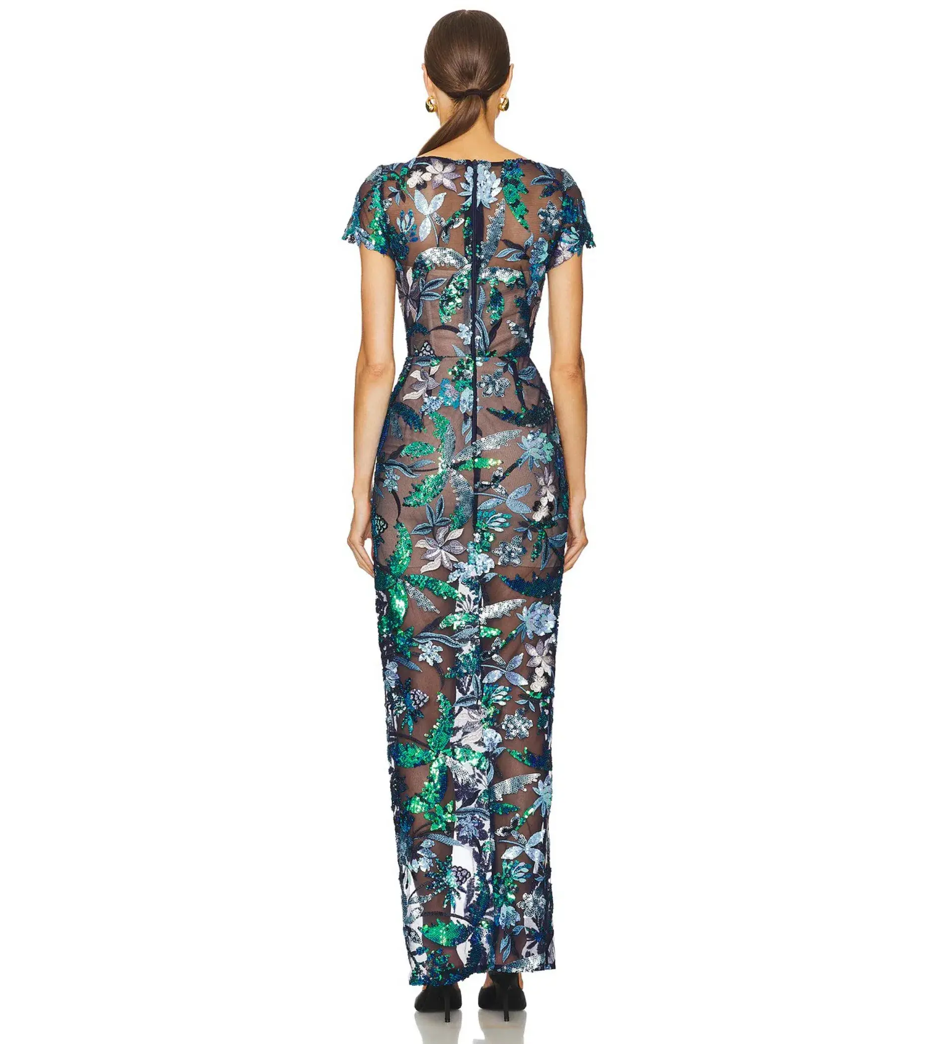 Bronx and Banco Zinna Embroidered Gown Navy Multi Size M/AU 10 - Image 3