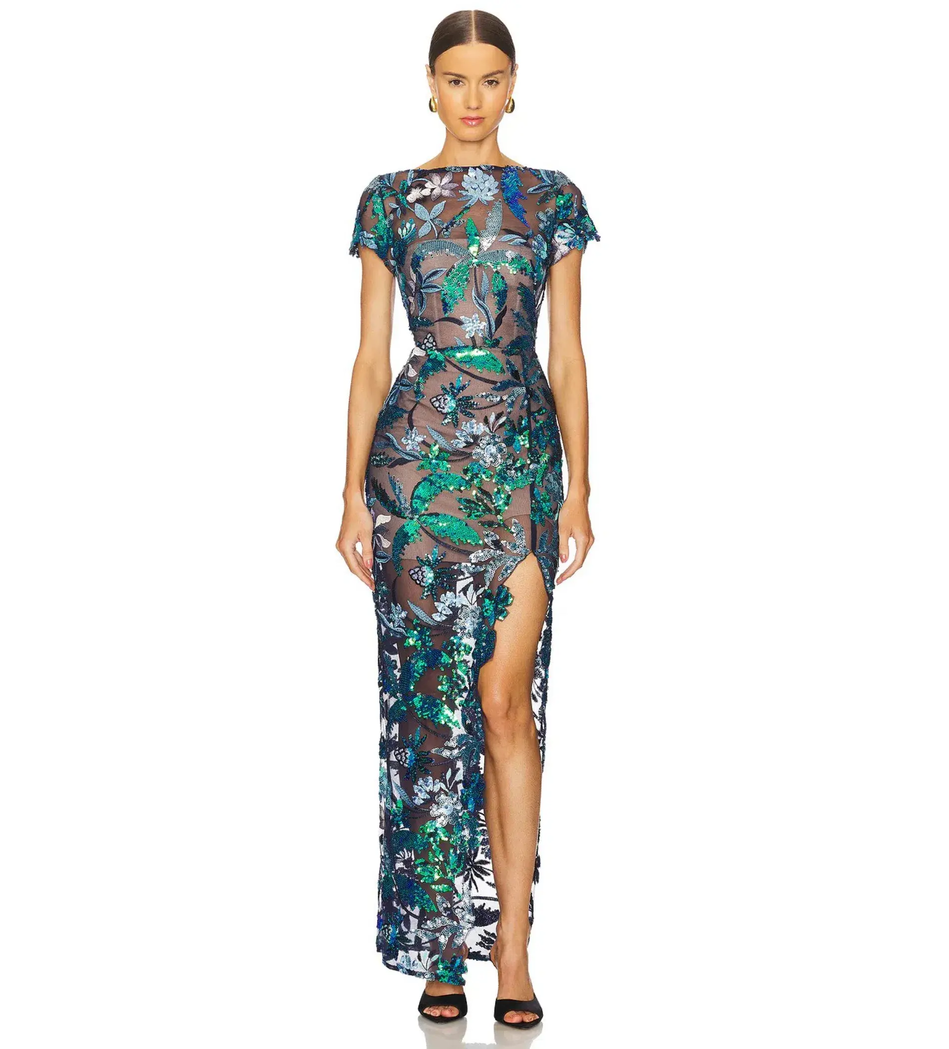 Bronx and Banco Zinna Embroidered Gown Navy Multi Size M/AU 10 - Image 1