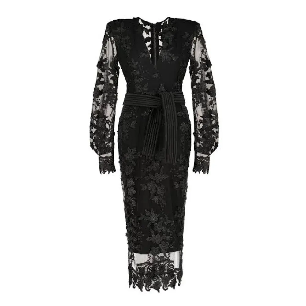 Zhivago The Black Parade Lace Formal Party Midi  Dress  Small S / Size 10 for rent on The Volte - main image