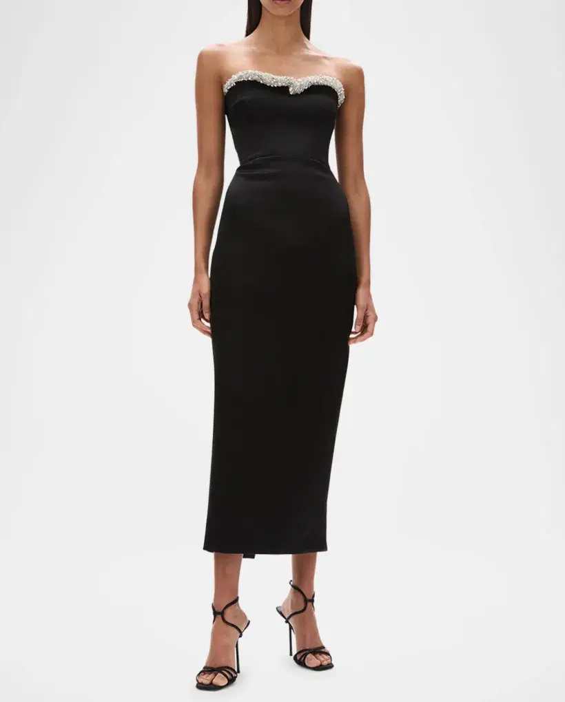 Rachel Gilbert Lorna Dress Gown Midi in Black Size 2 / Size AU 10  - Image 2