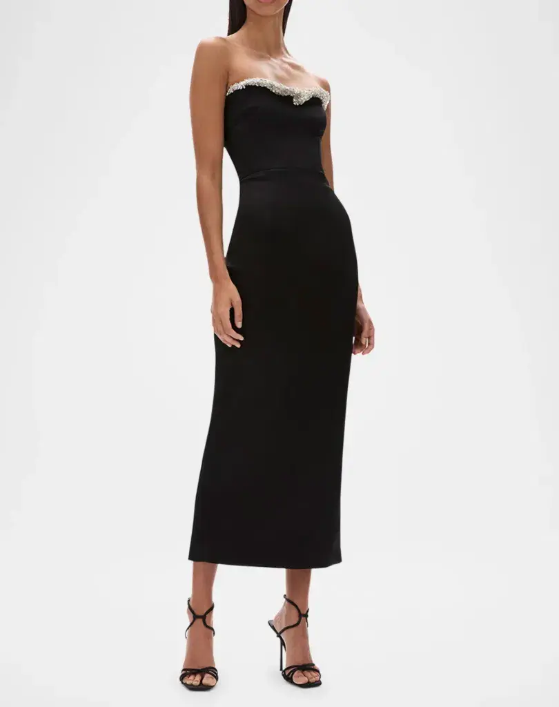 Rachel Gilbert Lorna Dress Gown Midi in Black Size 2 / Size AU 10  - Image 3