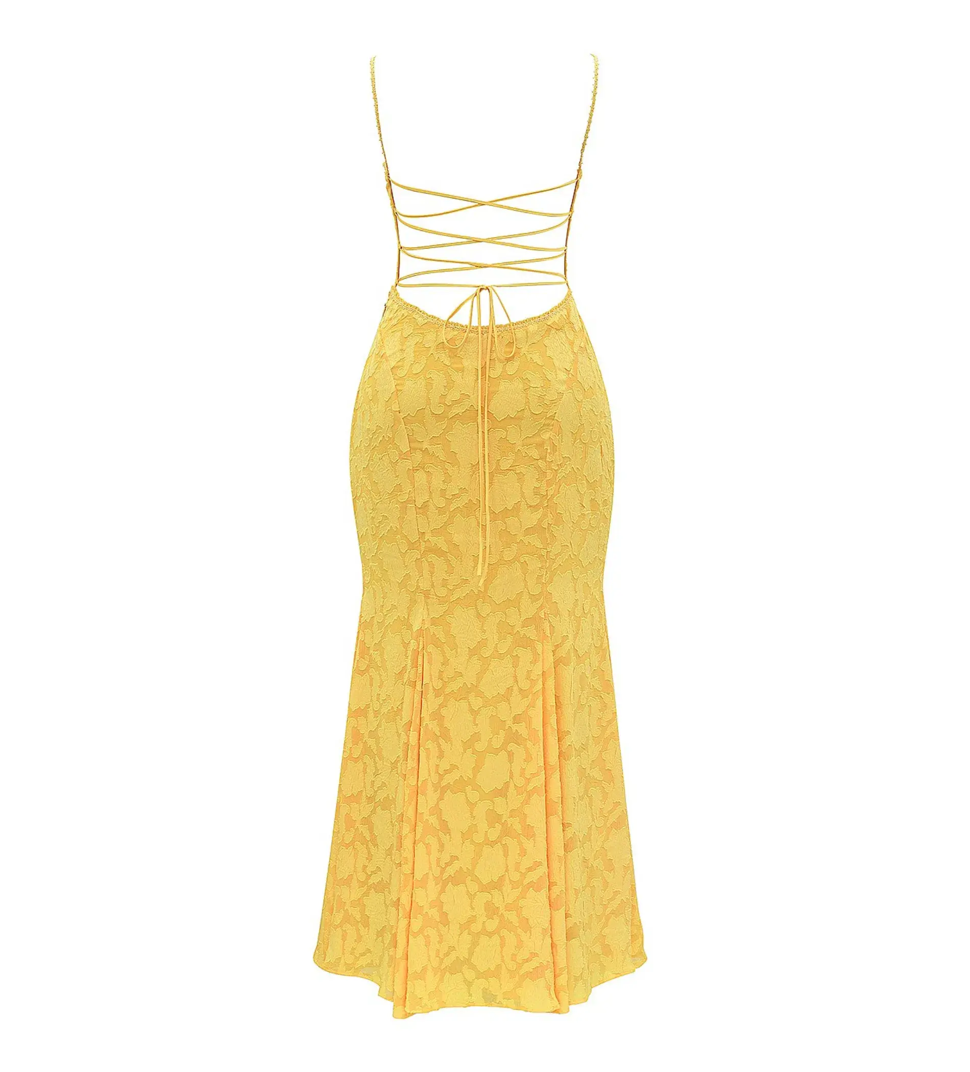 House of CB Joan Lace Up Back Maxi Dress Apricot Size XS/AU 6 - Image 9