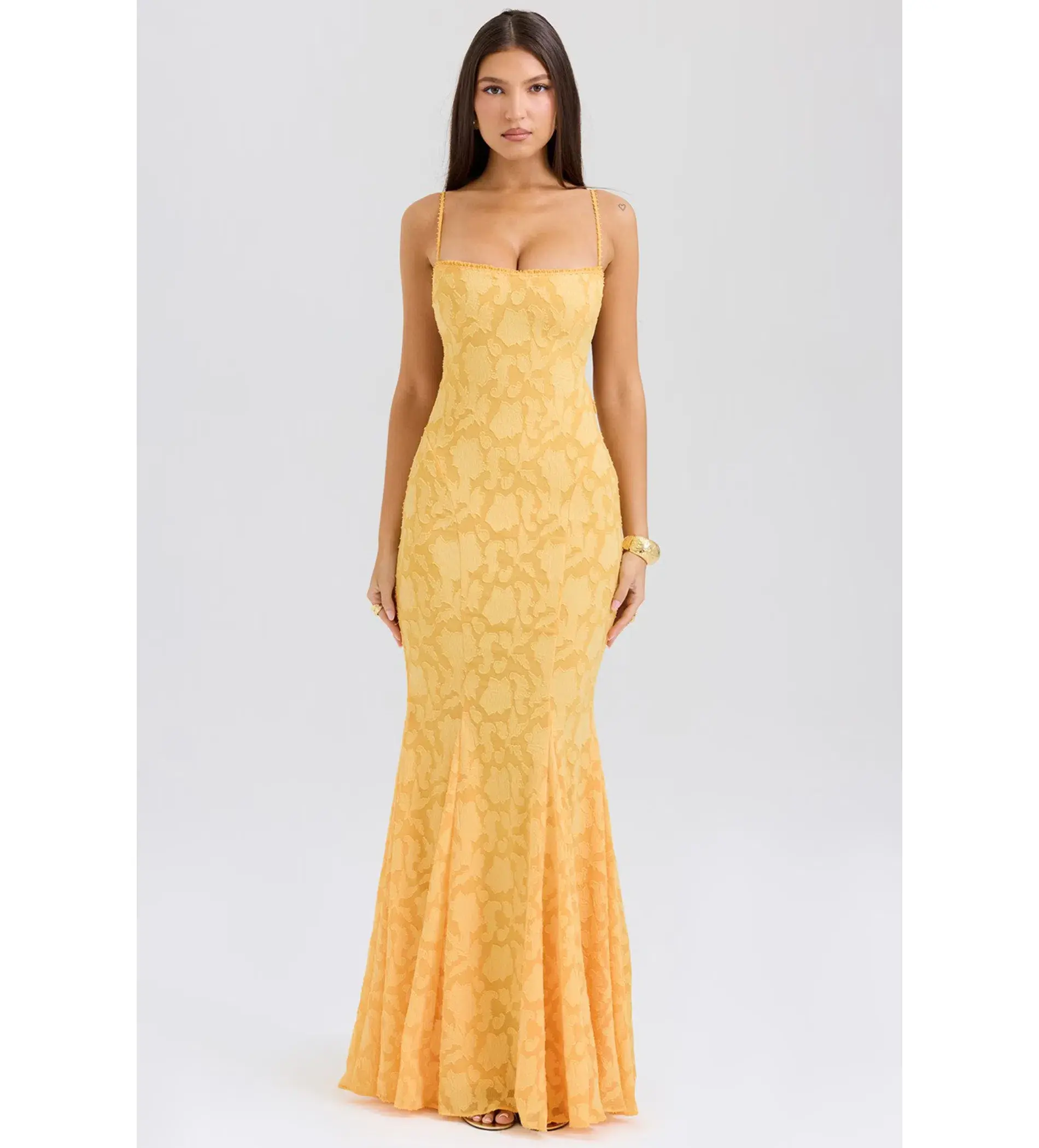 House of CB Joan Lace Up Back Maxi Dress Apricot Size XS/AU 6 - Image 1
