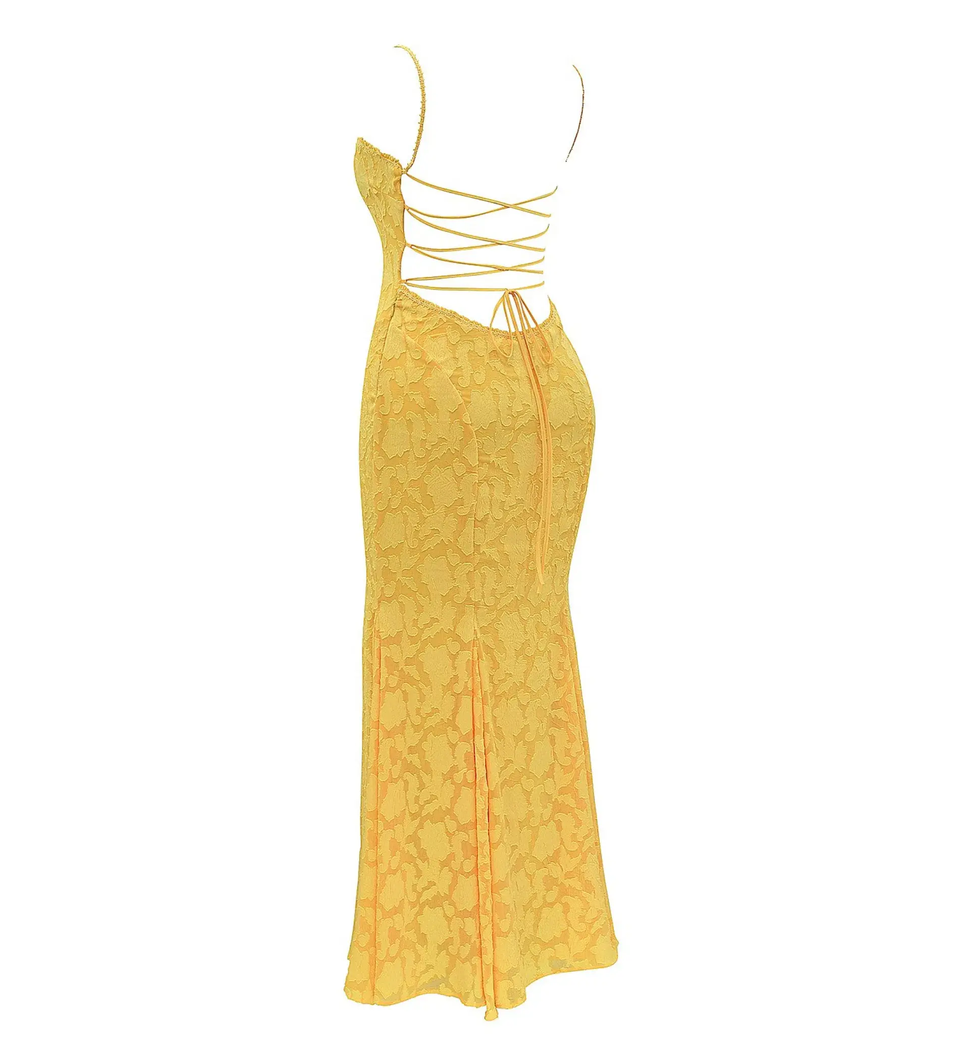 House of CB Joan Lace Up Back Maxi Dress Apricot Size XS/AU 6 - Image 8