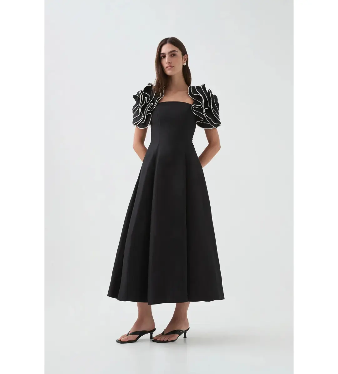 Aje Twyla Midi Dress Black Size 12 for rent on The Volte - main image