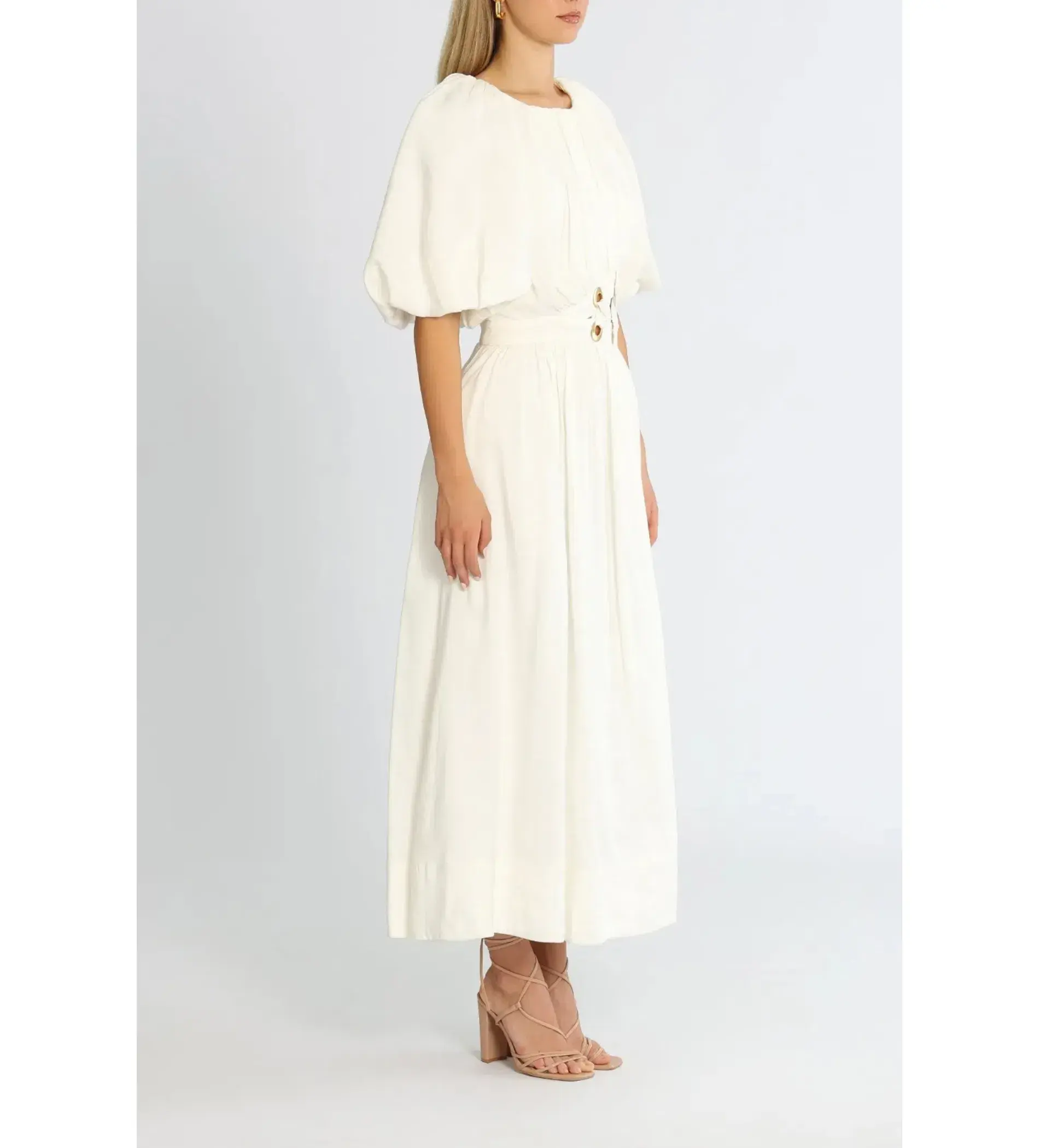 Aje Virtuous Asymmetrical Midi Dress in Ivory Size XXS / AU 4 - Image 2