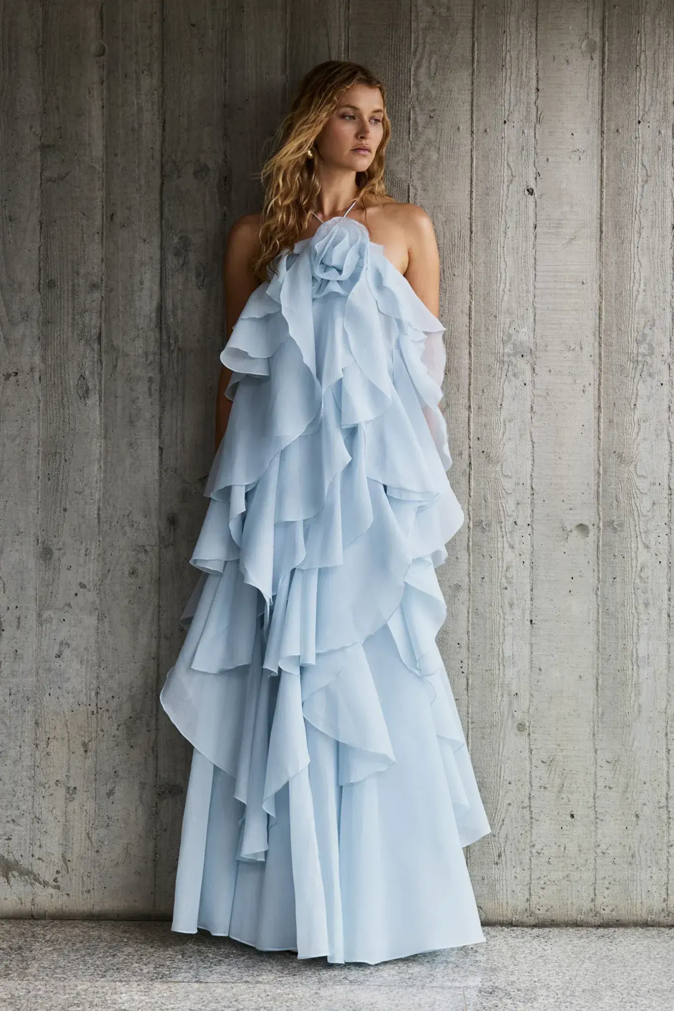Aje Pandorea Layered Maxi Dress Silver Blue Size AU 8 - Image 1