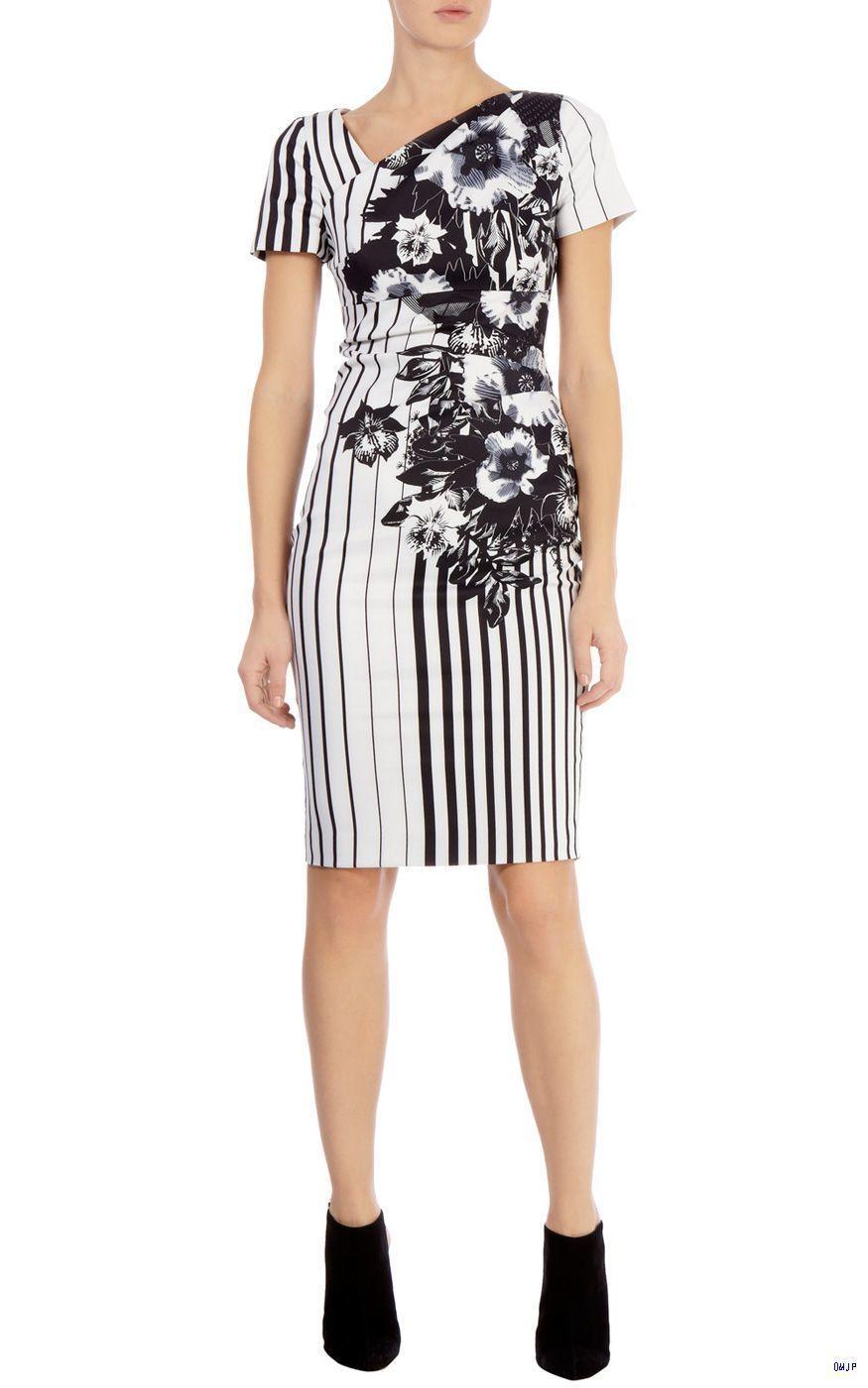 Karen Millen Short Sleeved Midi Dress Print Size 6 - Image 1
