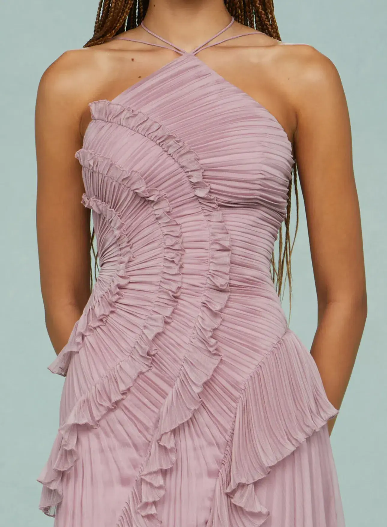Amur Lorelie Halter Gown Water Hyacinth Size 8/2 - Image 5