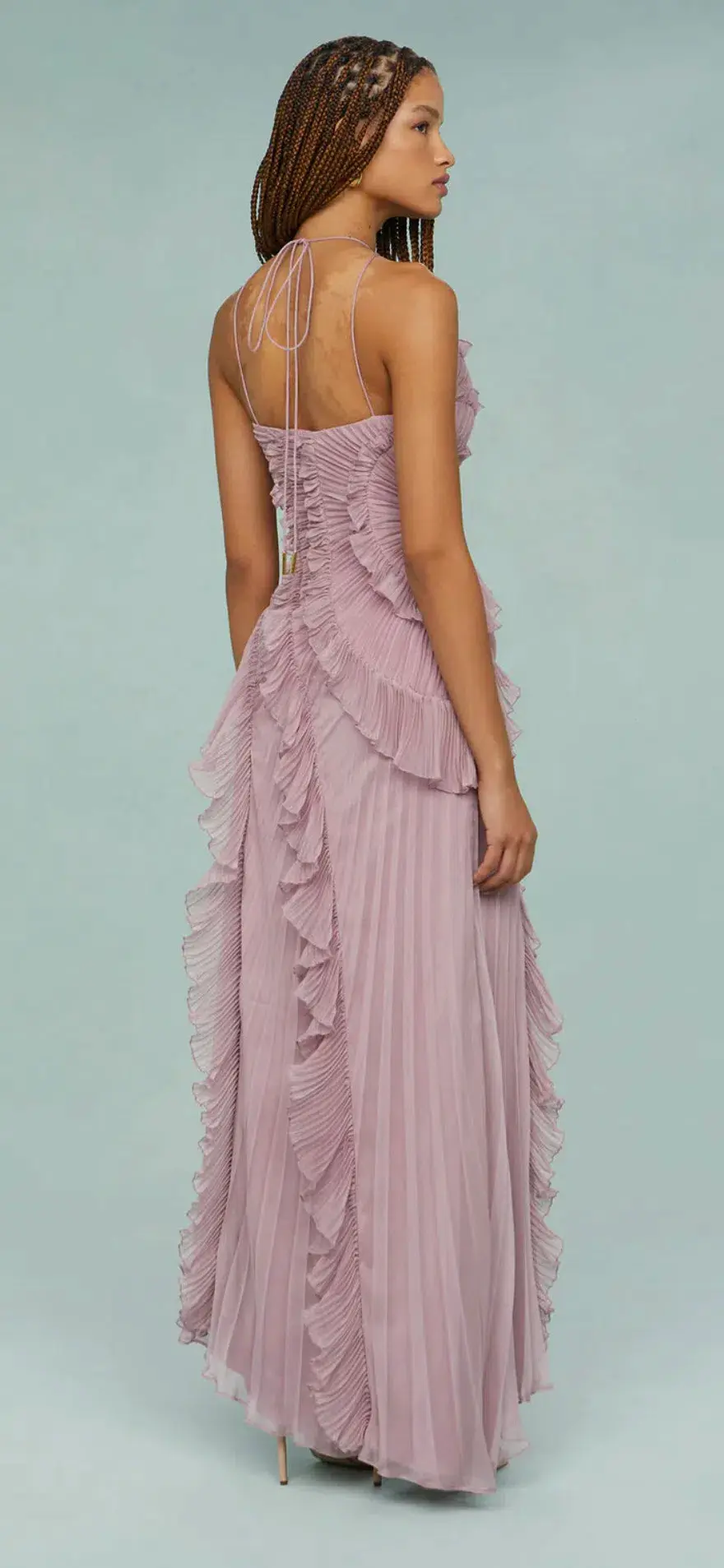 Amur Lorelie Halter Gown Water Hyacinth Size 8/2 - Image 4