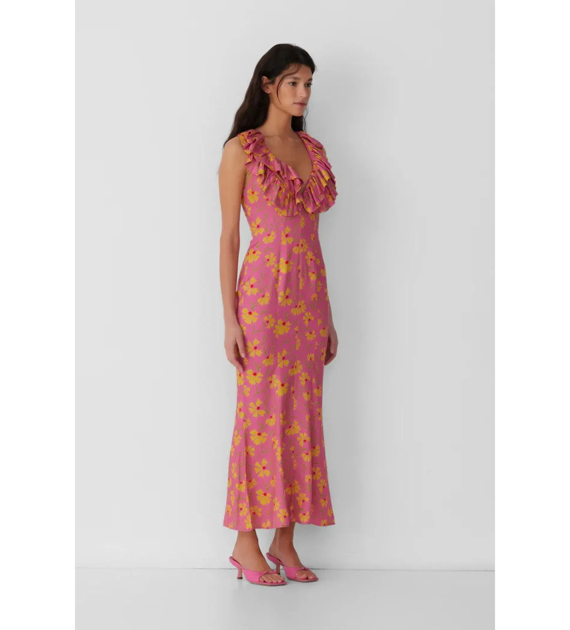 The Wolf Gang Circe Ruffle Maxi Dress Candy Floral Size AU 6 - Image 3