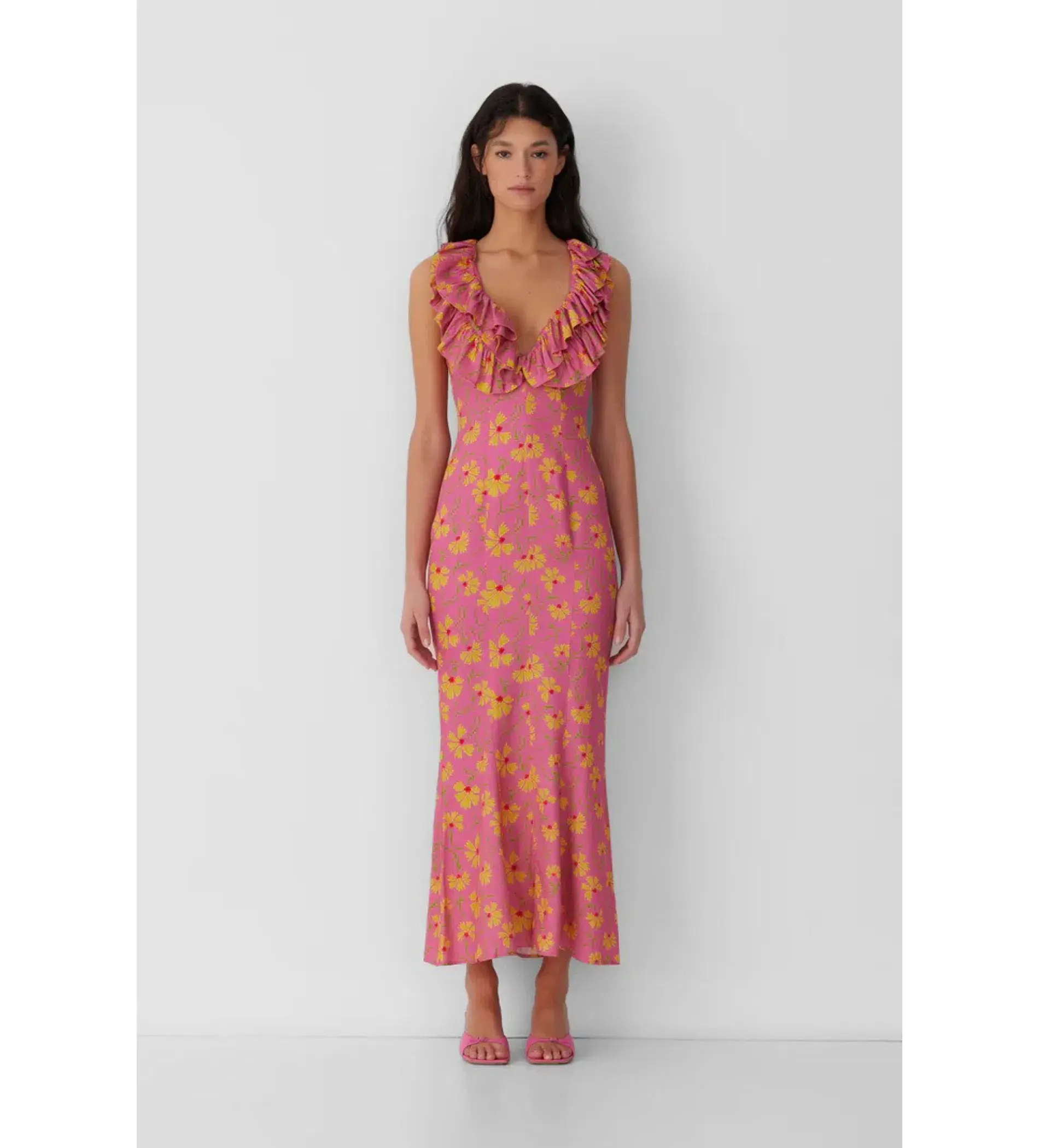 The Wolf Gang Circe Ruffle Maxi Dress Candy Floral Size AU 6 - Image 1