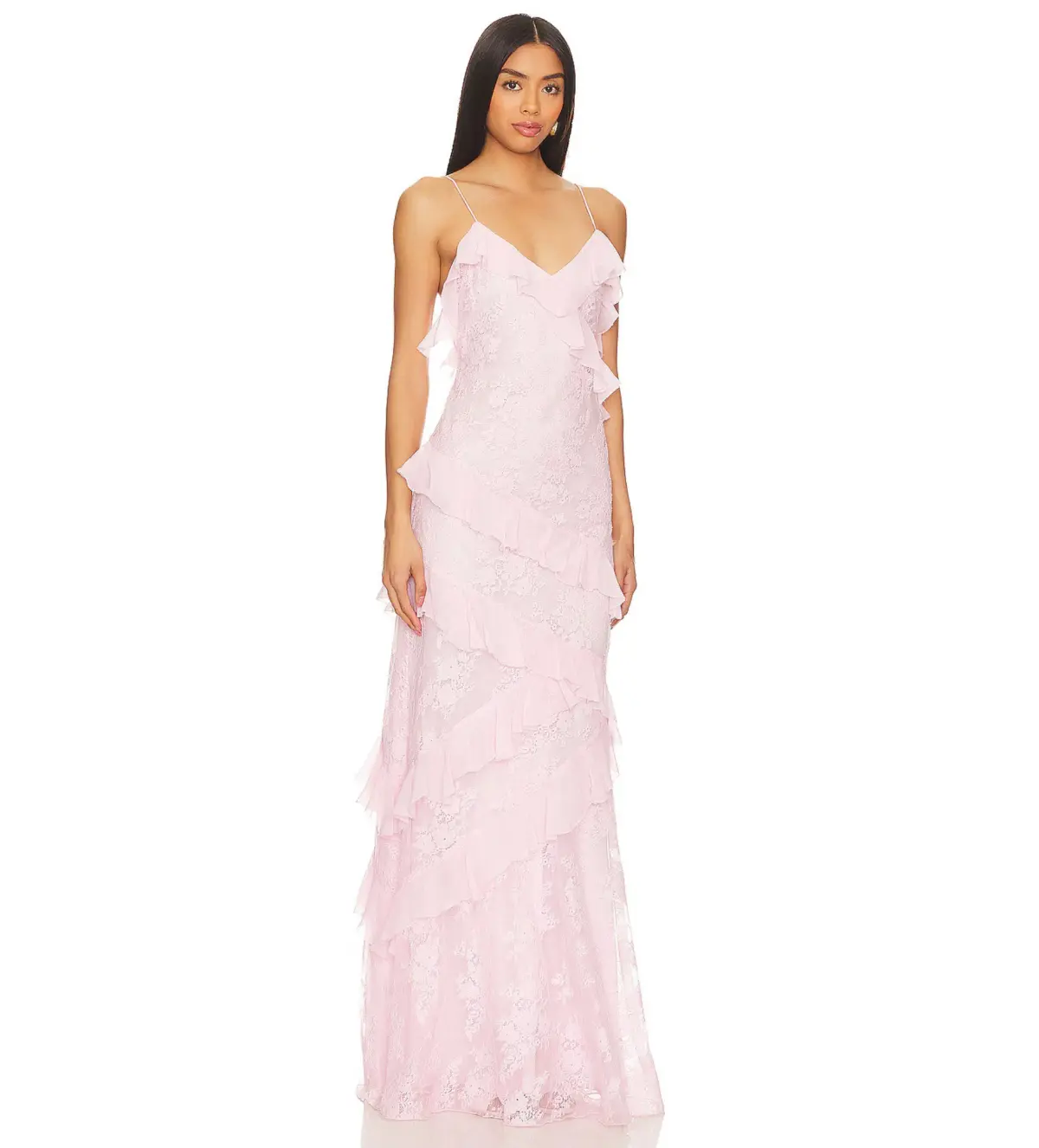 LoveShackFancy Rialto Floral Chiffon Maxi Dress Rose Latte Size AU 8 - Image 2