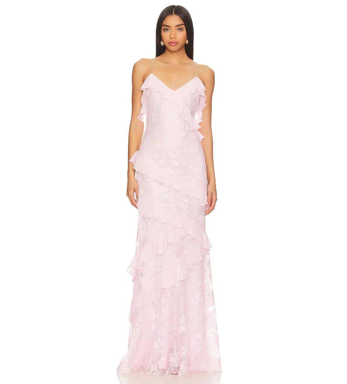 LoveShackFancy Rialto Floral Chiffon Maxi Dress Rose Latte Size AU 8 - Image 1