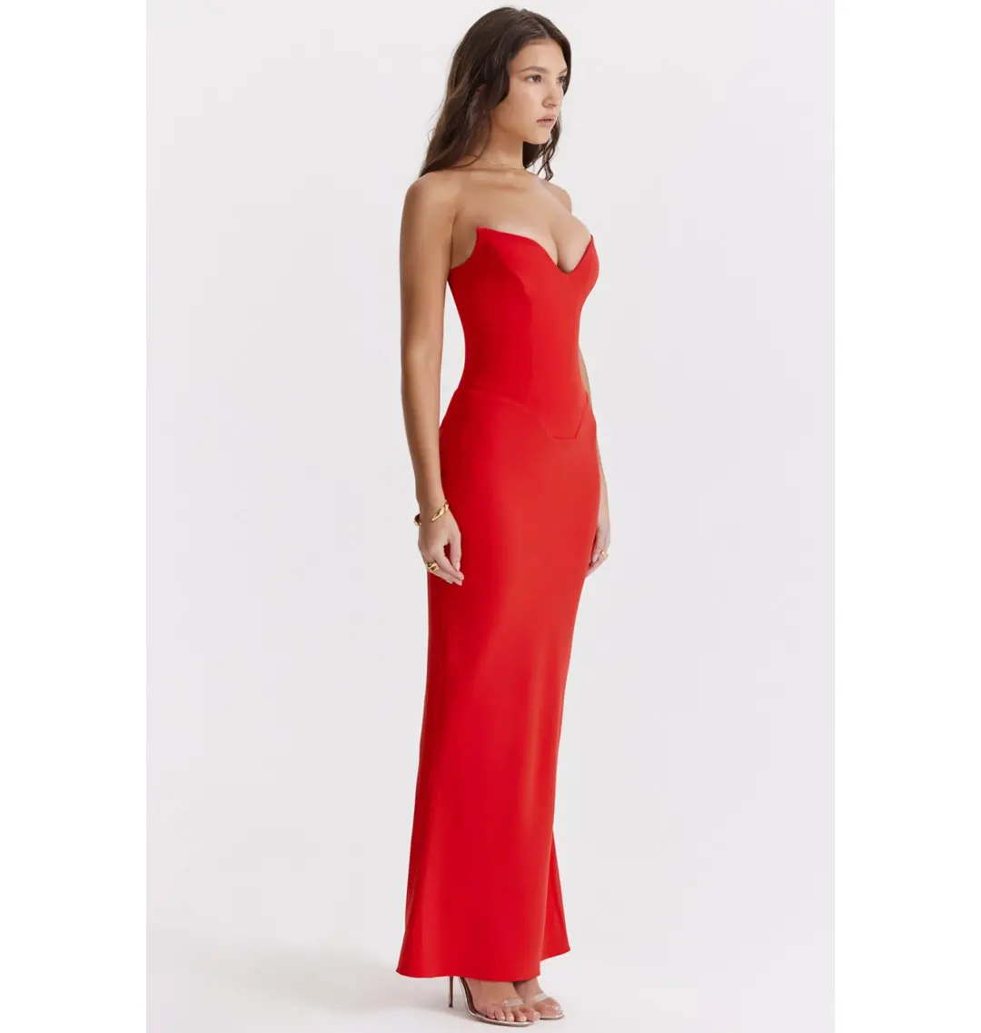 House of CB Tamara Strapless Maxi Dress Cherry Red Size M / AU 10 for rent on The Volte - main image