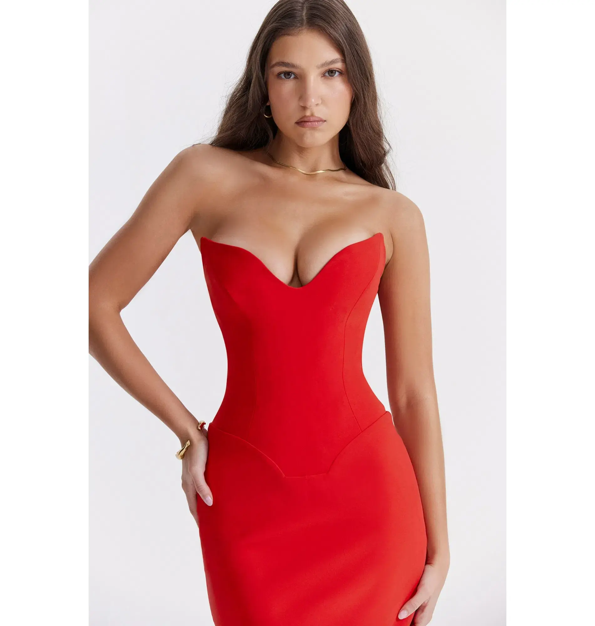 House of CB Tamara Strapless Maxi Dress Cherry Red Size M / AU 10 - Image 5