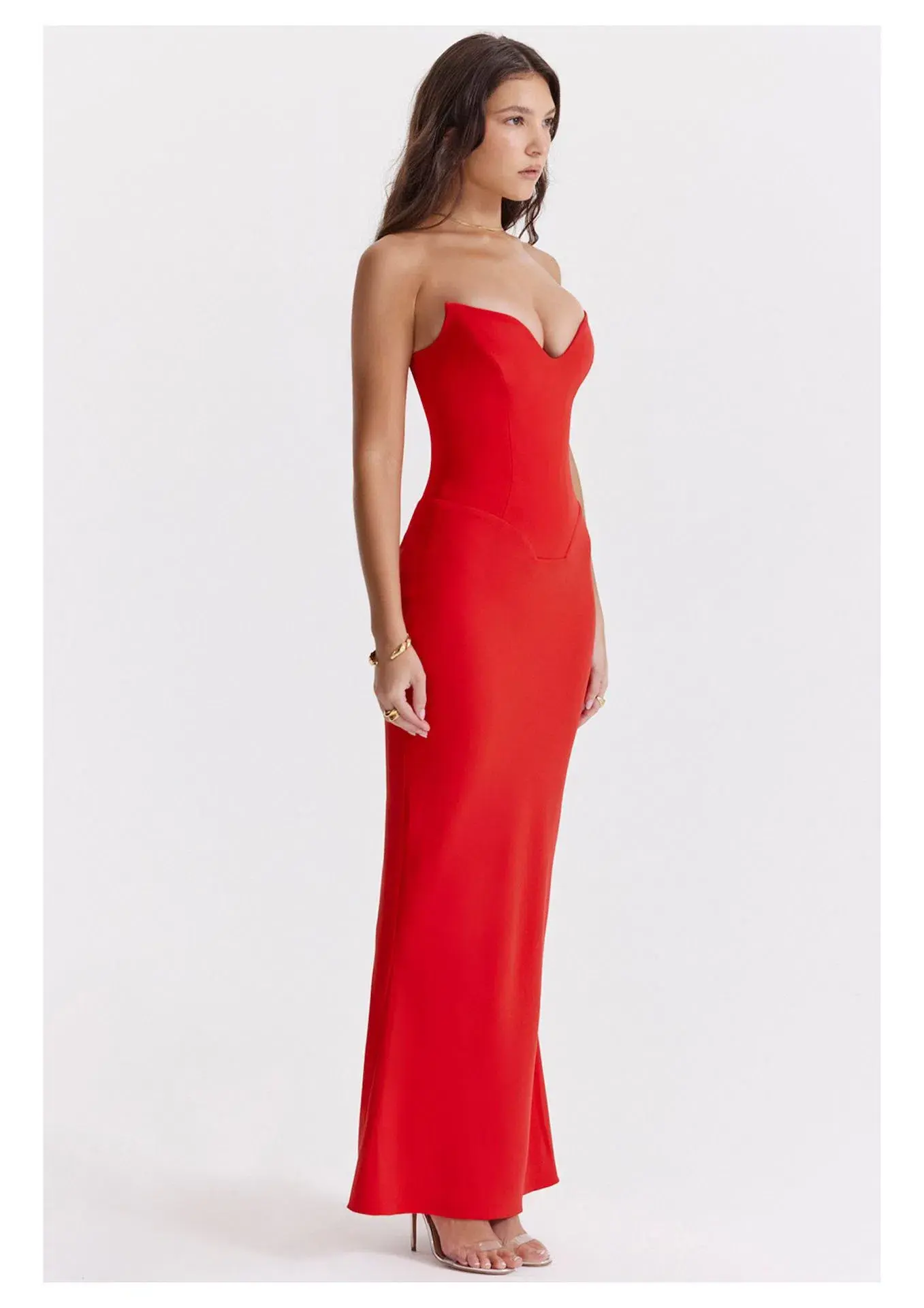 House of CB Tamara Strapless Maxi Dress Cherry Red Size S / AU 8 - Image 2