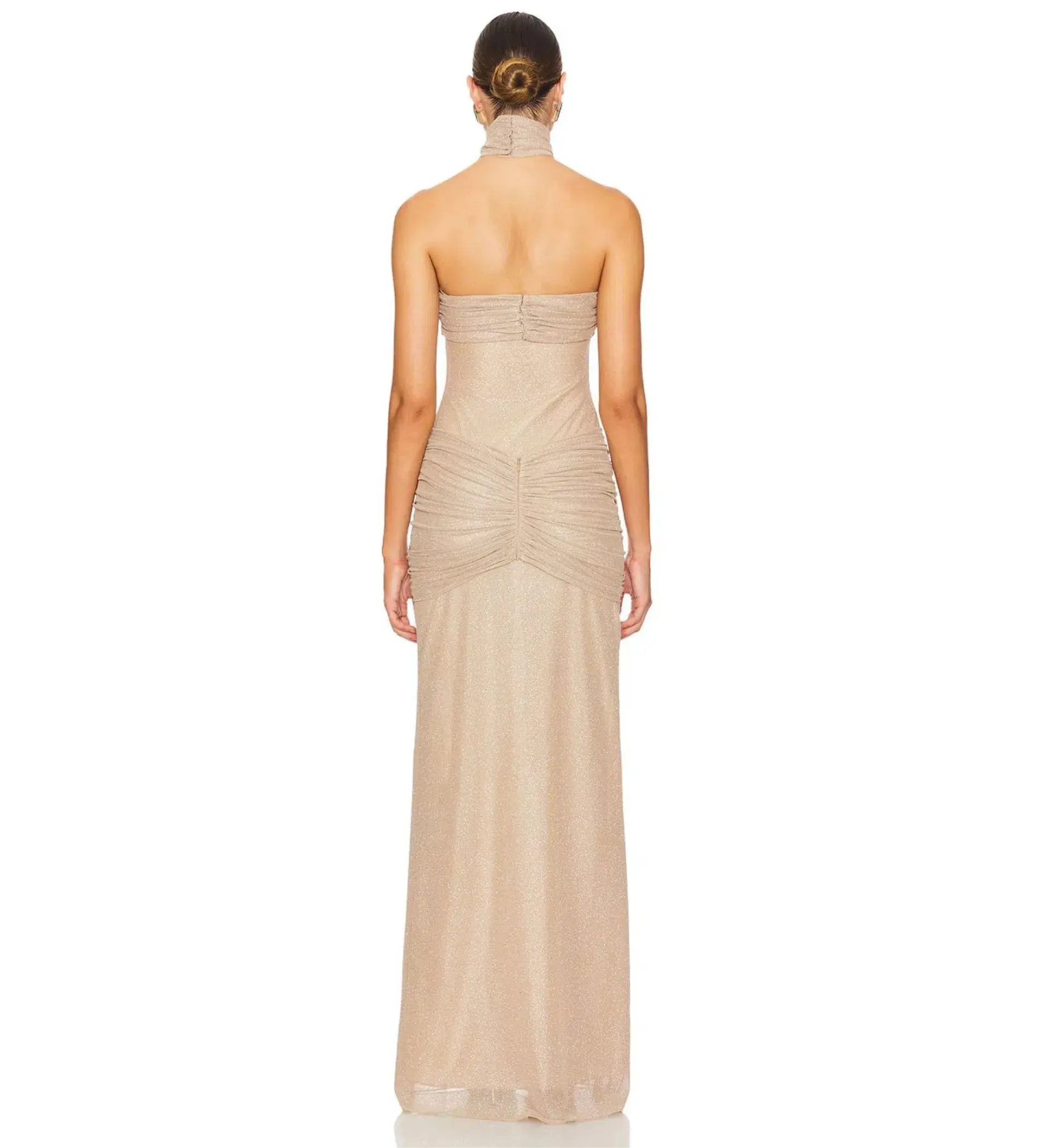 Mirror Palais The Starlite Glitter Mesh Maxi Dress Diamond Sand Size M/AU 10 - Image 3