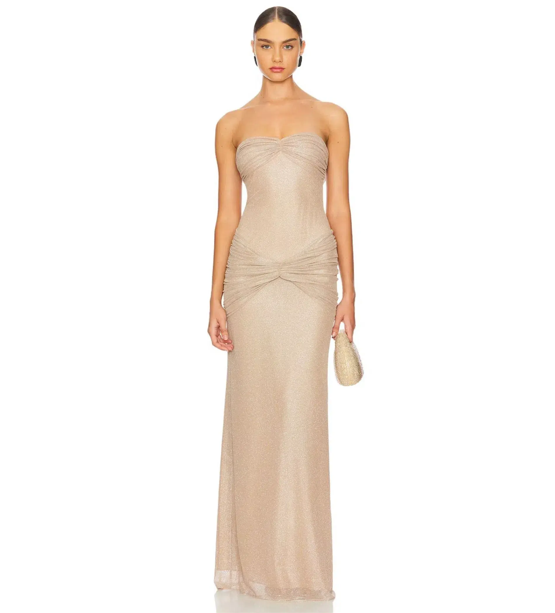 Mirror Palais The Starlite Glitter Mesh Maxi Dress Diamond Sand Size M/AU 10 - Image 1