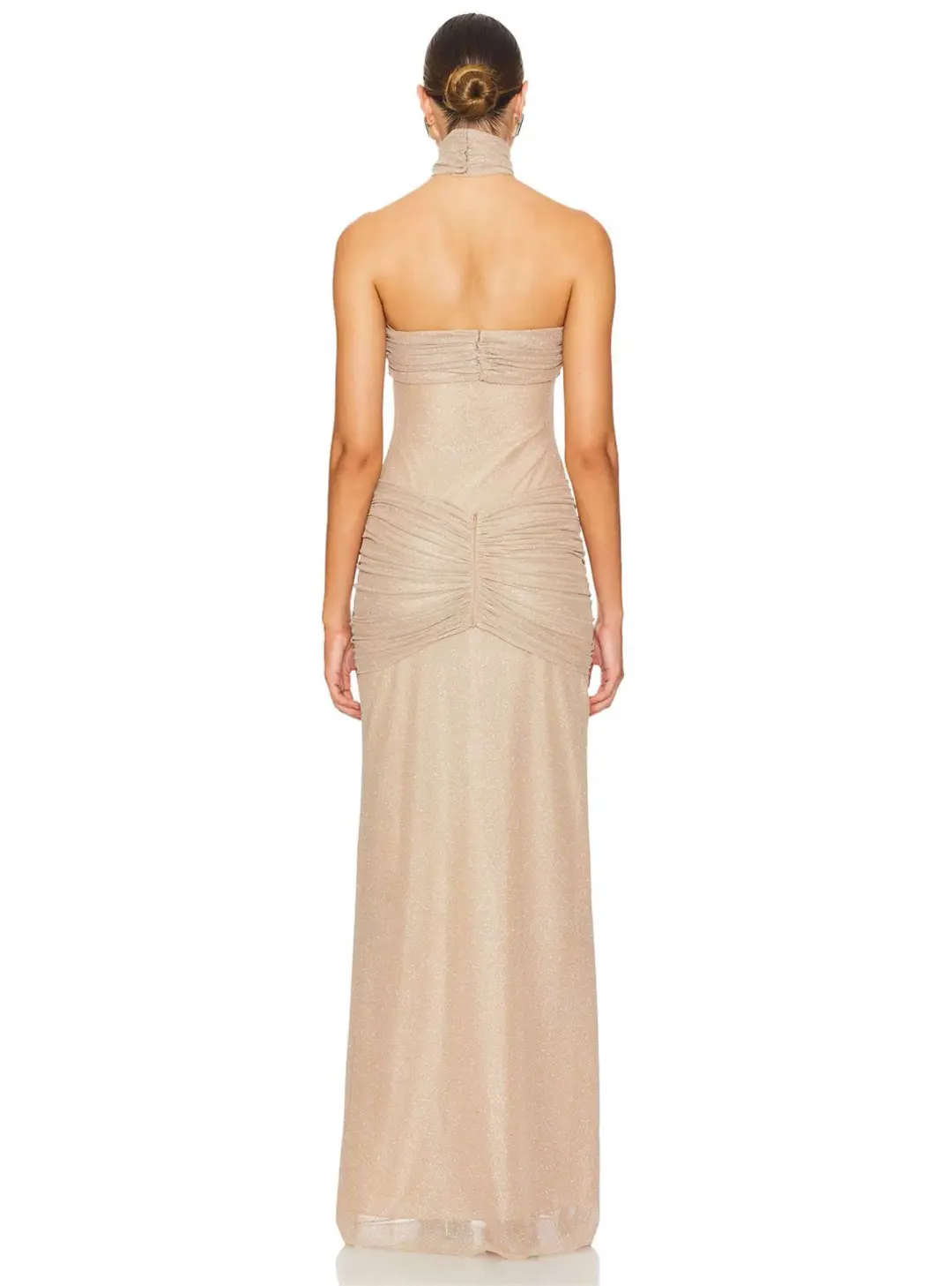 Mirror Palais Starlite Glitter Mesh Maxi Dress Diamond Sand Size S / Size AU 8 for rent on The Volte - main image