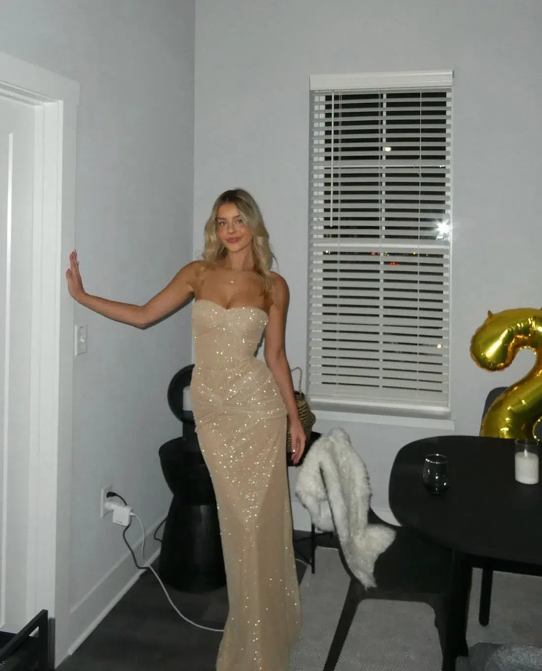 Mirror Palais Starlite Glitter Mesh Dress Diamond Sand Size XS / AU 6 - Image 5