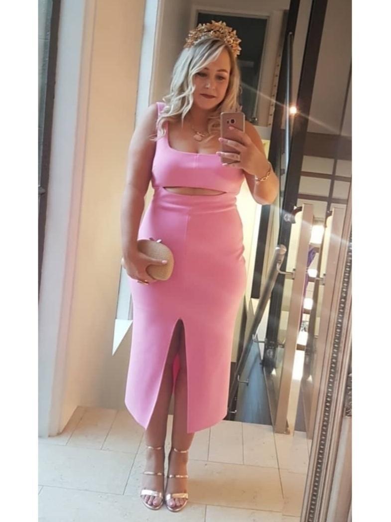 Bec & Bridge Margaux Mouth Midi Dress Pink Size 14 for rent on The Volte - main image