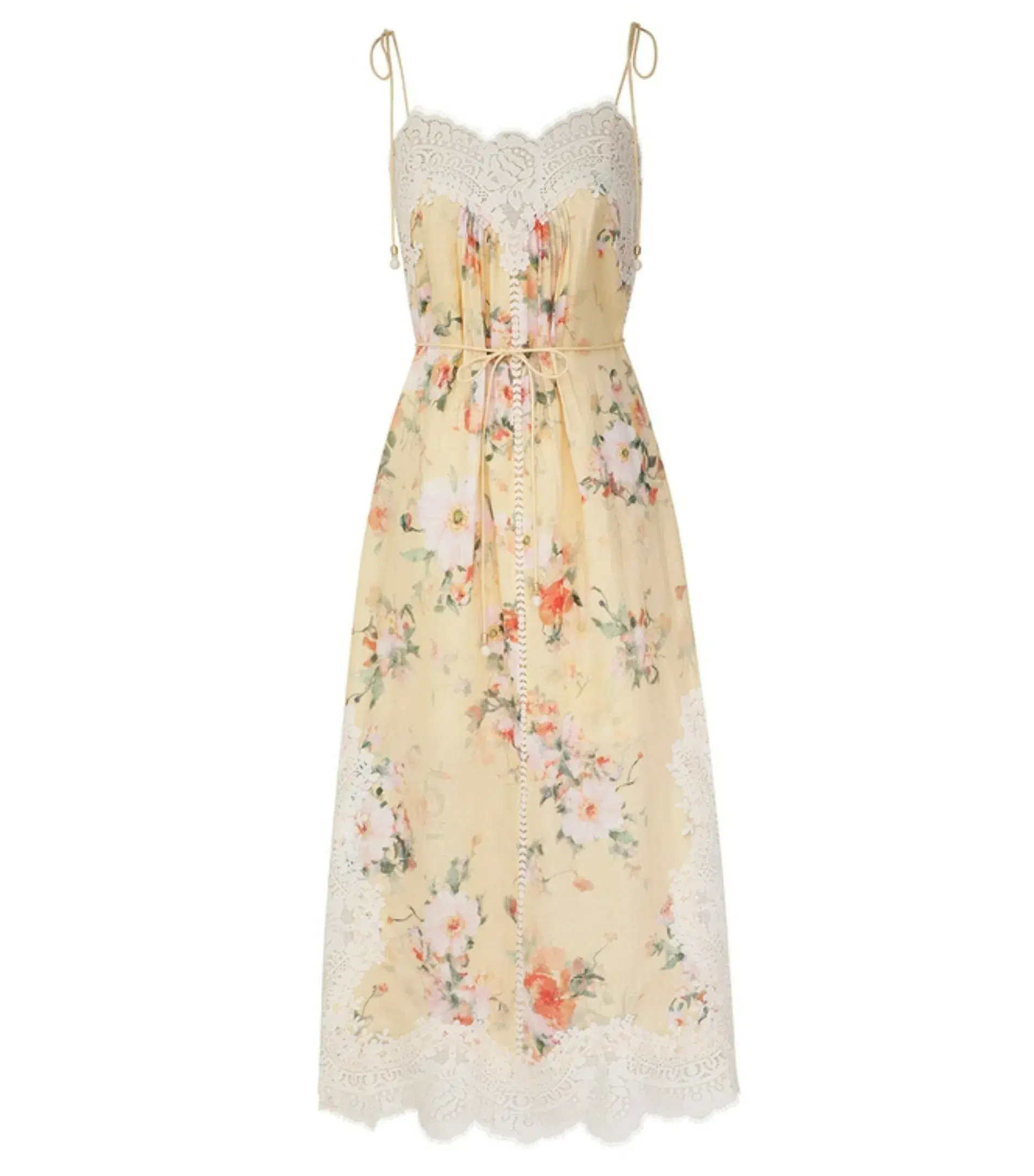 Zimmermann Everley Lace Trim Slip Dress in Yellow Watercolour Floral Size 3 / AU 14 - Image 3