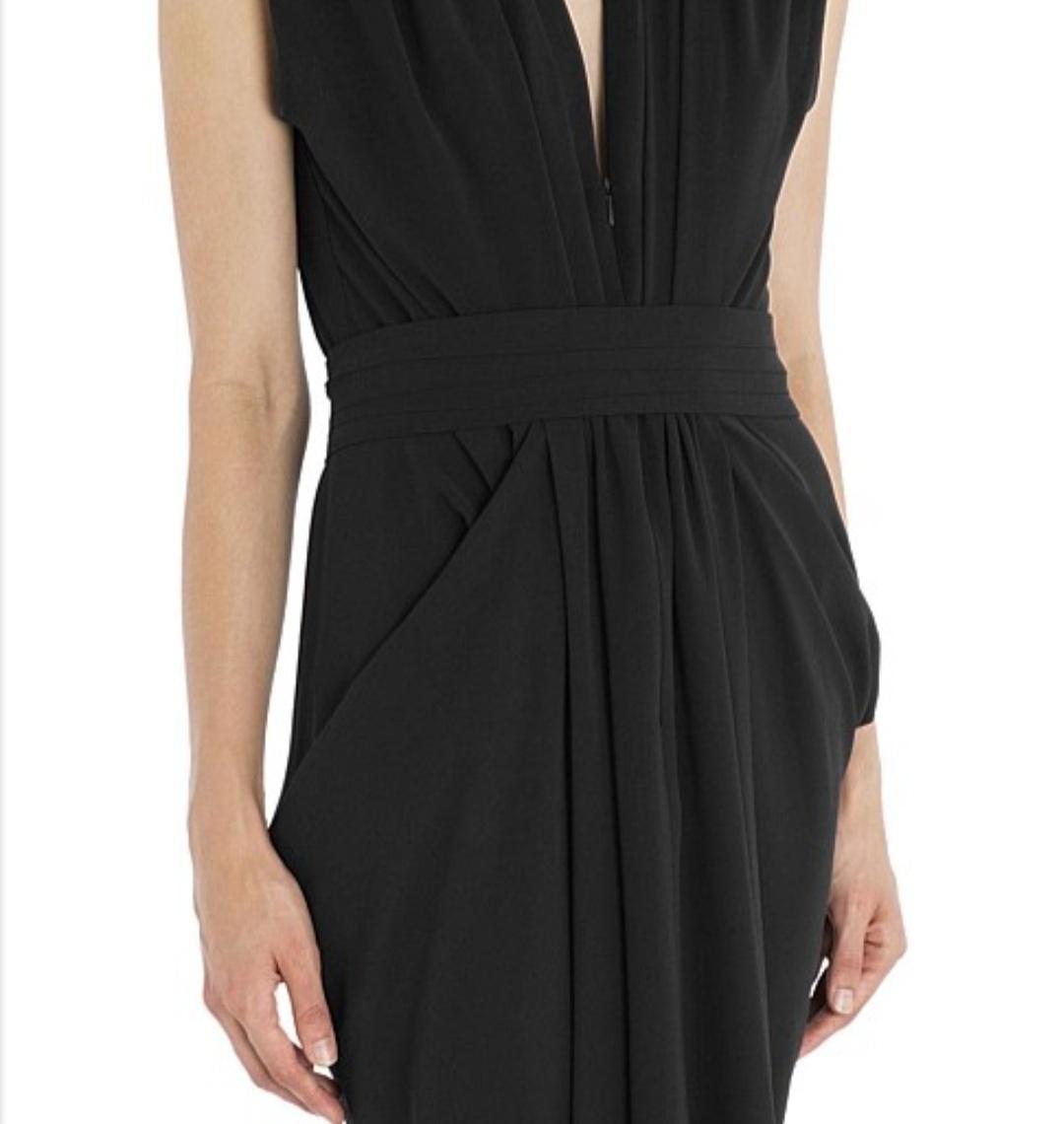 Carla Zampatti Waterfall Dress Black Size 12 - Image 3