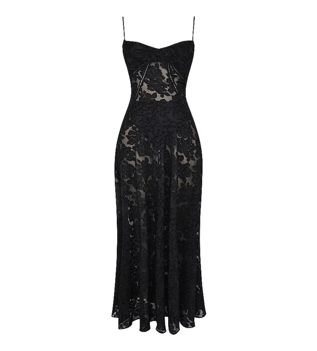 House of CB Seren Floral Lace Back Maxi Dress Black Size S/AU 8 for rent on The Volte - main image