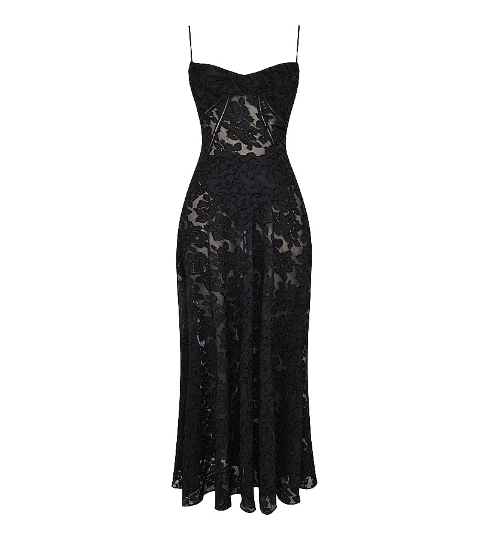 House of CB Seren Floral Lace Back Maxi Dress Black Size S/AU 8 - Image 6