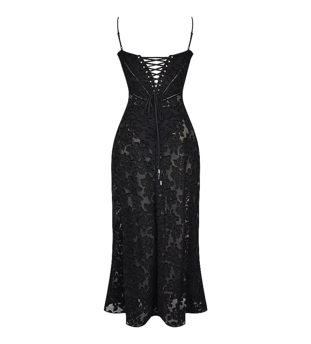 House of CB Seren Floral Lace Back Maxi Dress Black Size S/AU 8 for rent on The Volte - main image