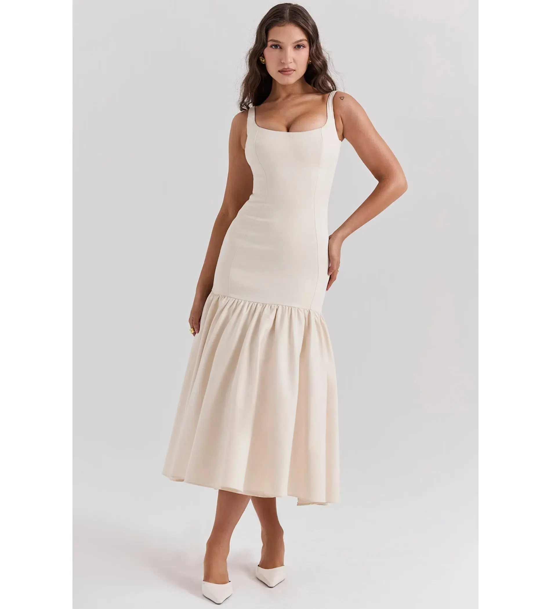 House of CB Amore Dropped Waist Midi Dress Vintage Cream Size XS/AU 6 - Image 1