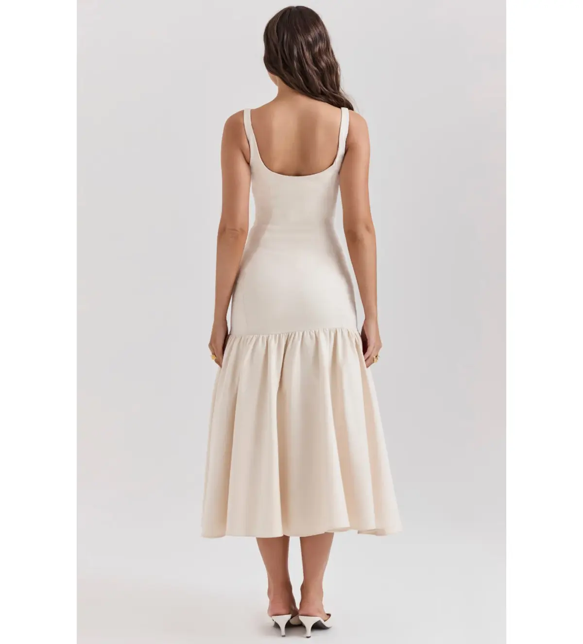 House of CB Amore Dropped Waist Midi Dress Vintage Cream Size XS/AU 6 - Image 11