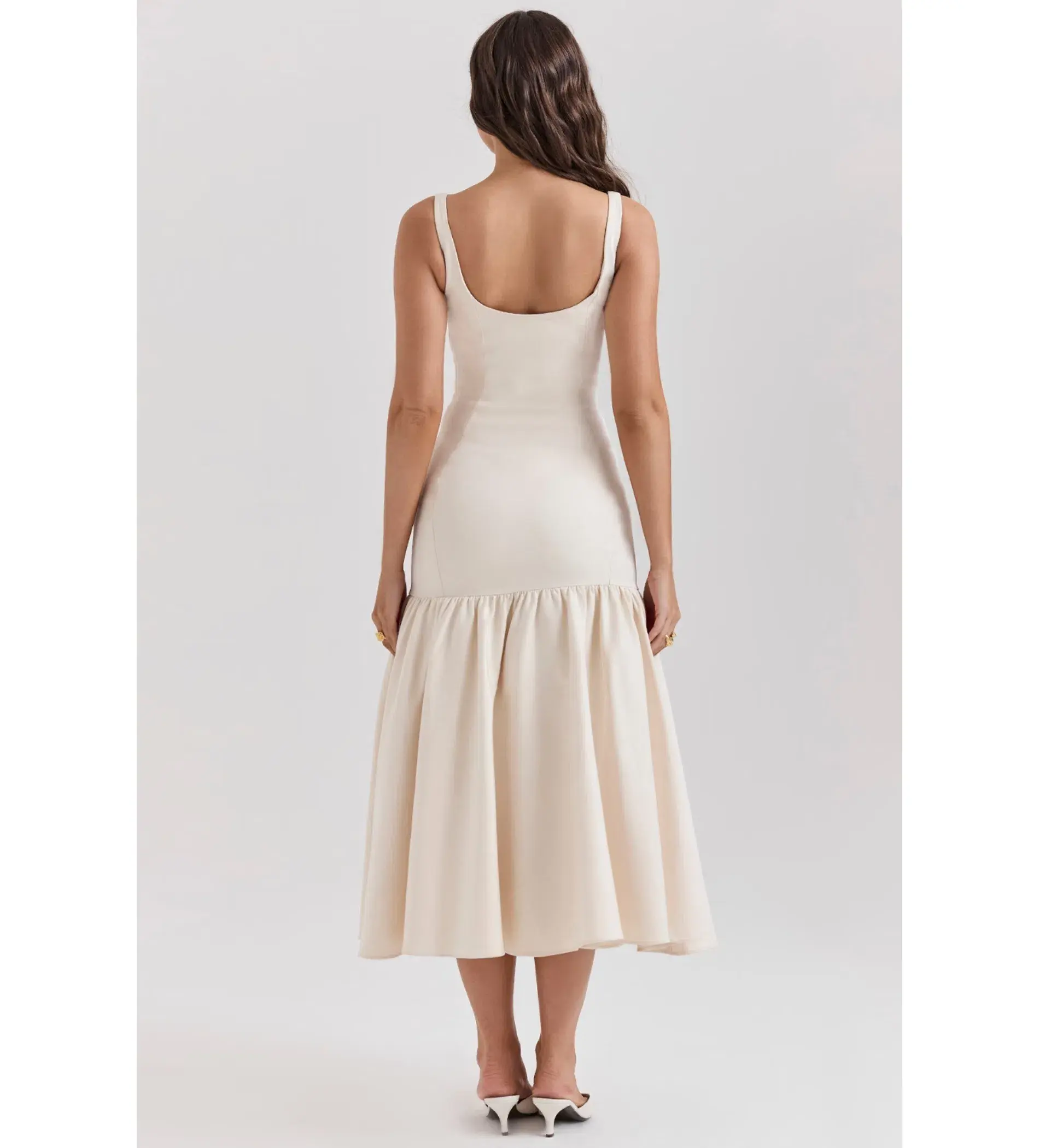 House of CB Amore Dropped Waist Midi Dress Vintage Cream Size XS/AU 6 - Image 11