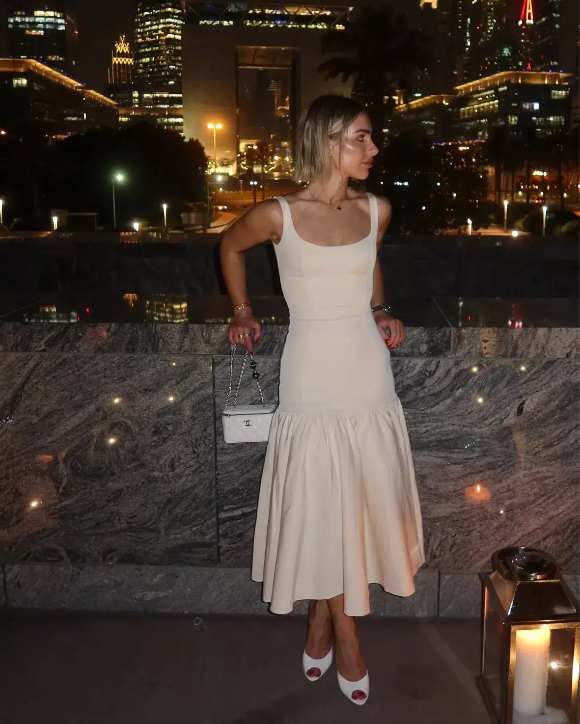 House of CB Amore Dropped Waist Midi Dress Vintage Cream Size XS/AU 6 - Image 2
