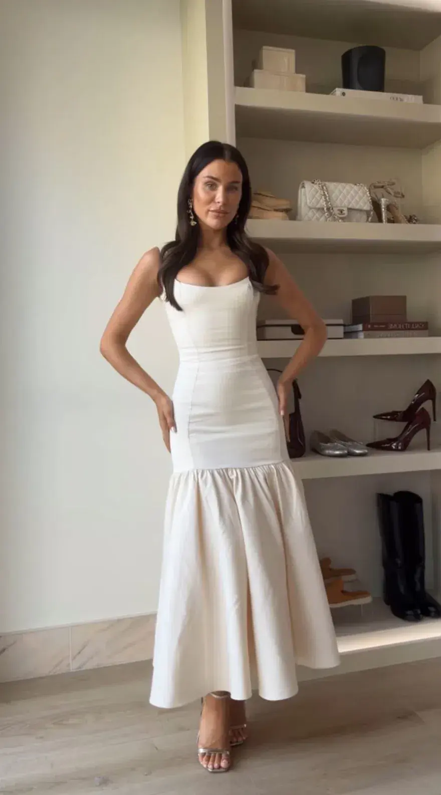 House of CB Amore Dropped Waist Midi Dress Vintage Cream Size XS/AU 6 - Image 5