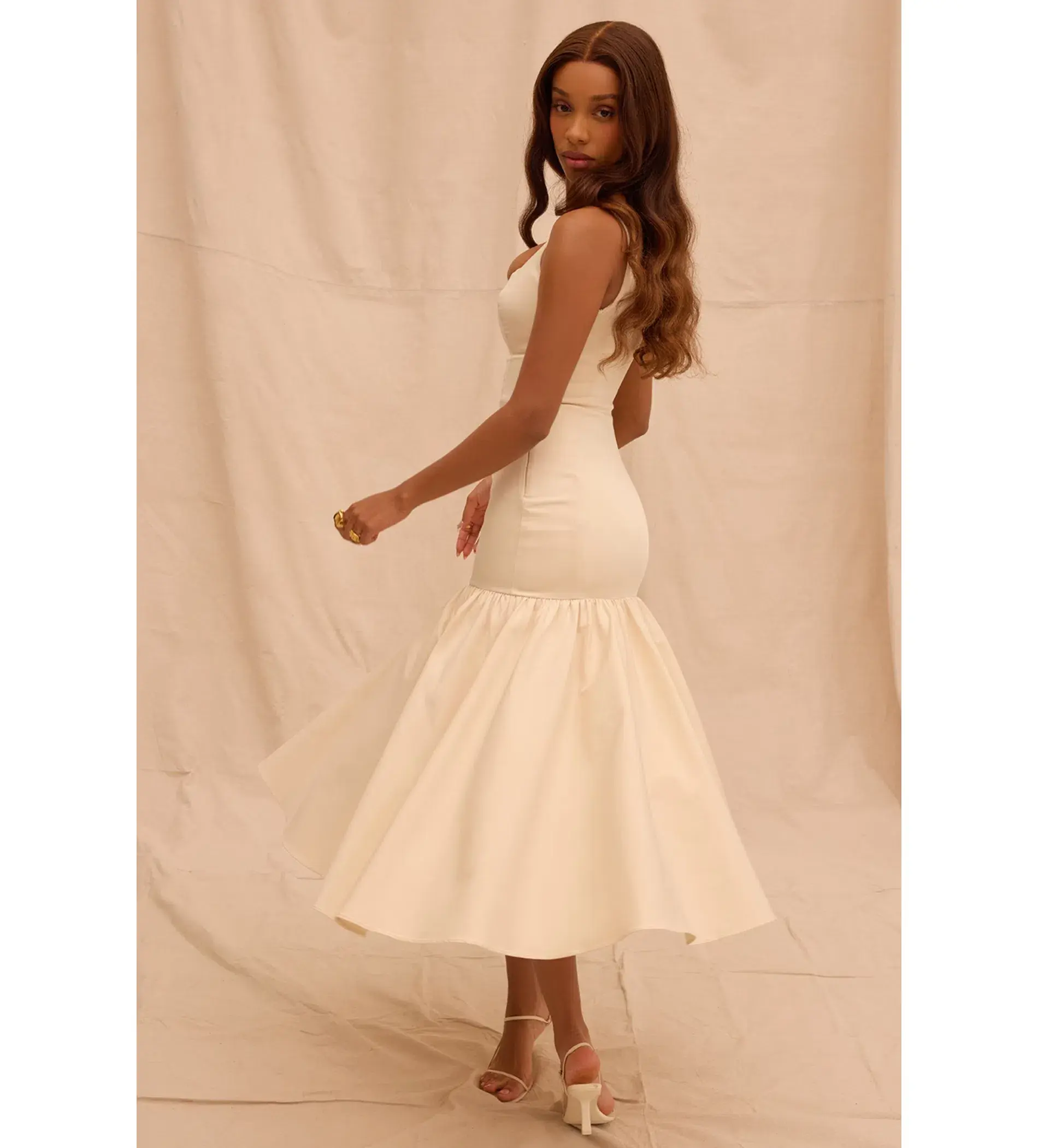 House of CB Amore Dropped Waist Midi Dress Vintage Cream Size XS/AU 6 - Image 10