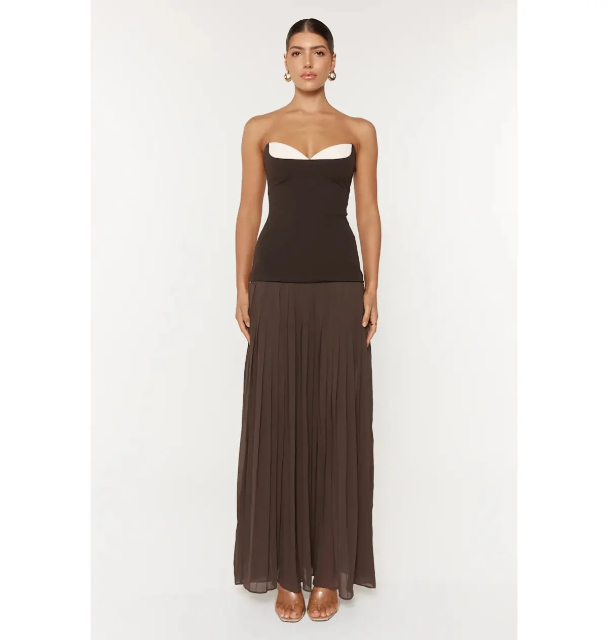 She is OLLÁ Nicolette Maxi Dress Espresso Size AU 6 - Image 1