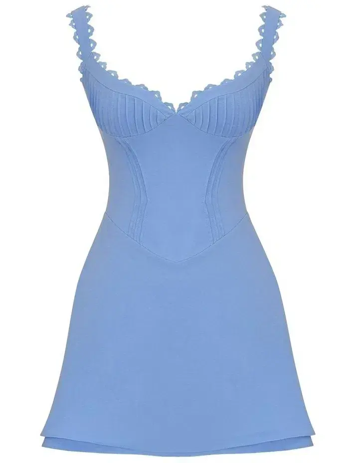 House of CB Tilly Pin Tuck Mini Dress Blue size XS / Size AU 6 - Image 5
