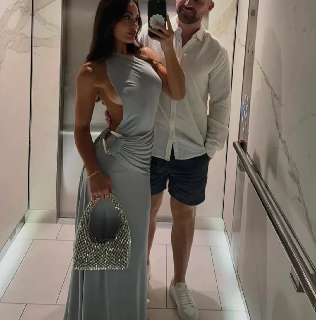 Ance Gria Gaia Gown in Silver Grey Size 8 for rent on The Volte - main image