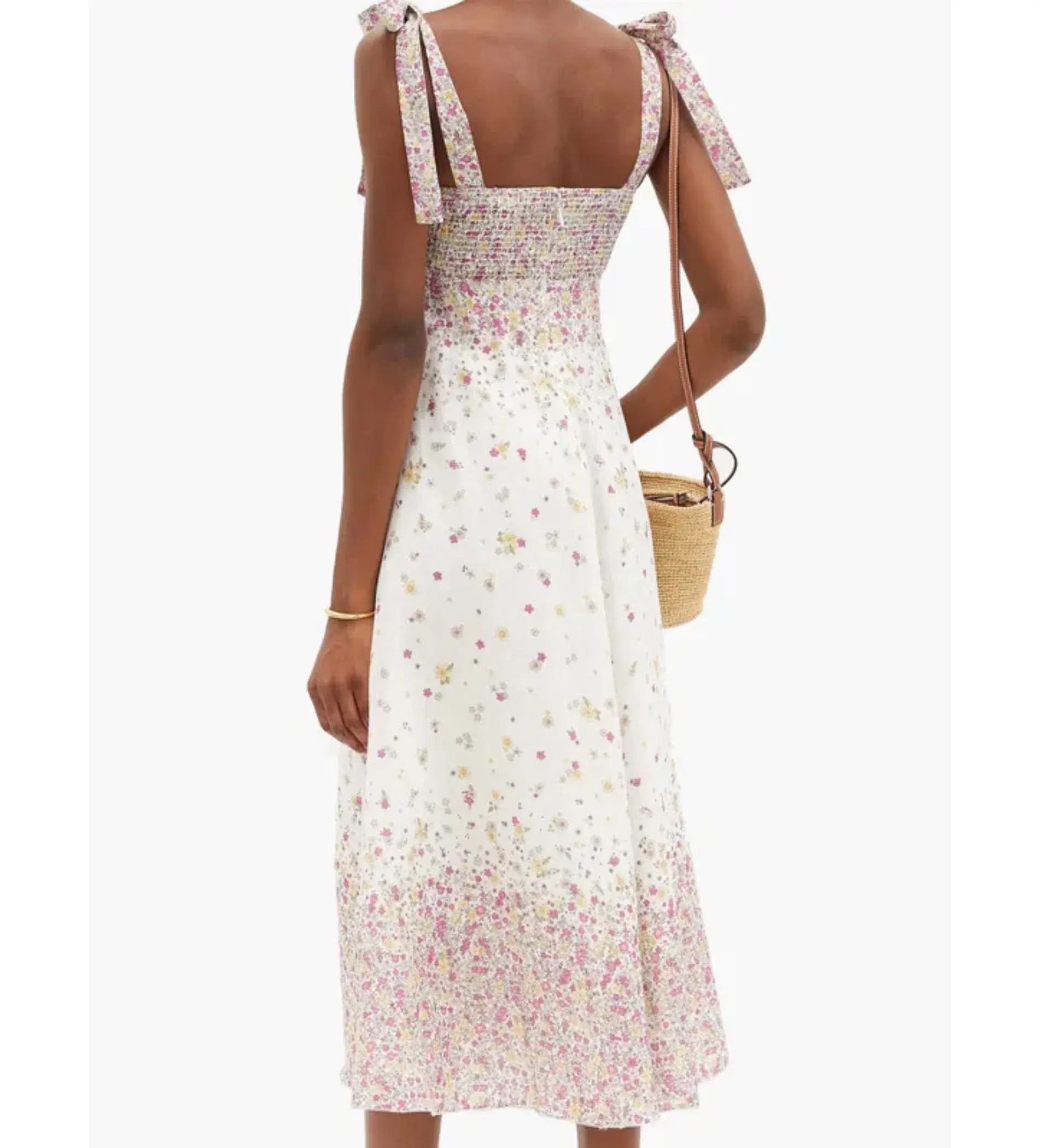 Zimmermann  Linen Carnaby Tie Shoulder Midi Dress in white Size AU 6 - Image 4