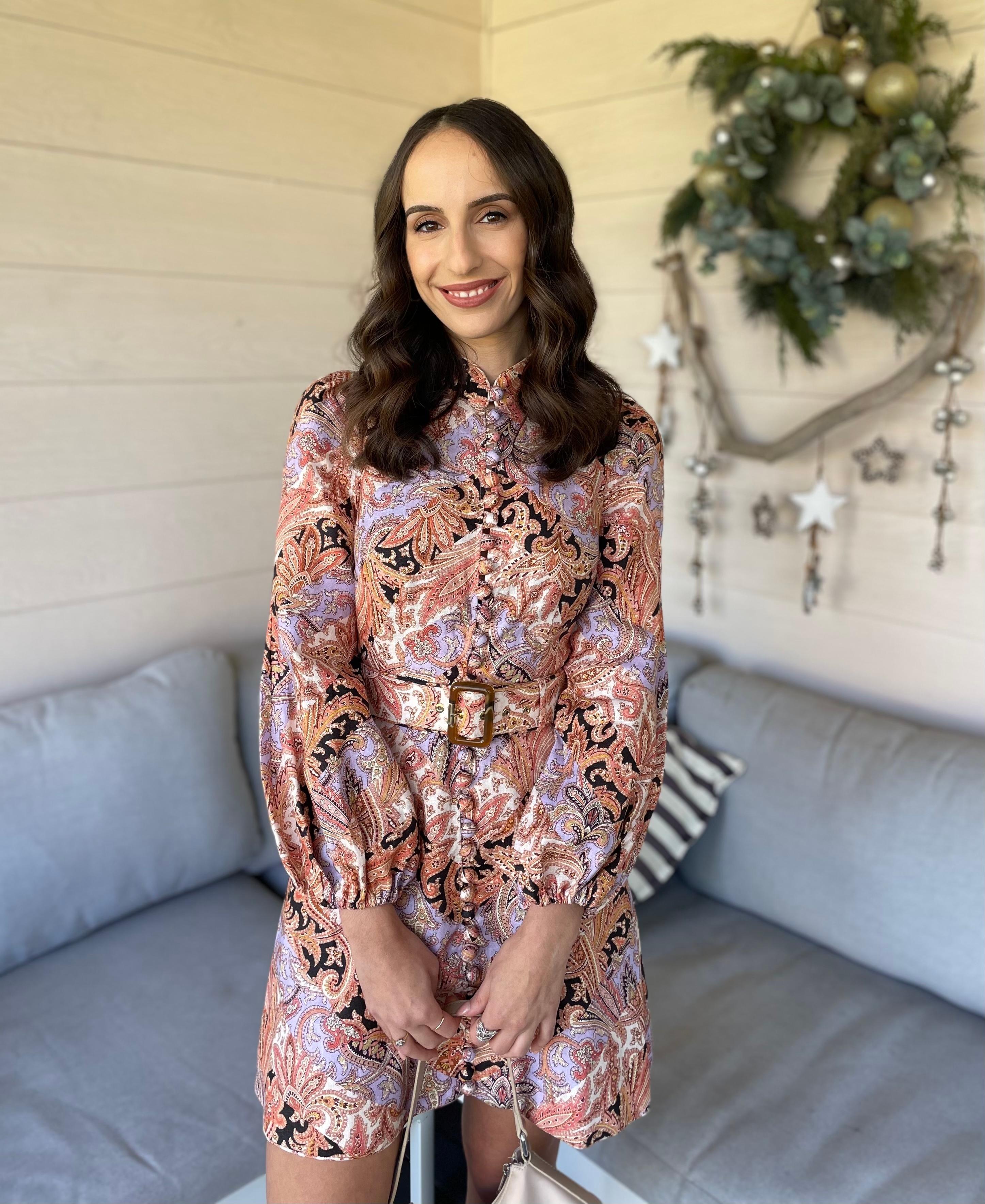 Zimmermann Botanica Chevron Mini Dress Chevron Paisley Size 6 - Image 2