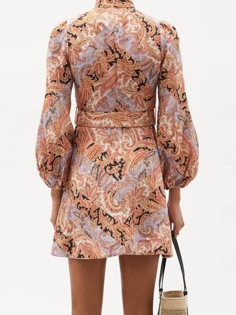 Zimmermann Botanica Chevron Mini Dress Chevron Paisley Size 6 - Image 6