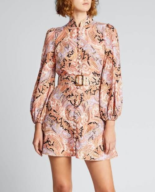 Zimmermann Botanica Chevron Mini Dress Chevron Paisley Size 6 - Image 5